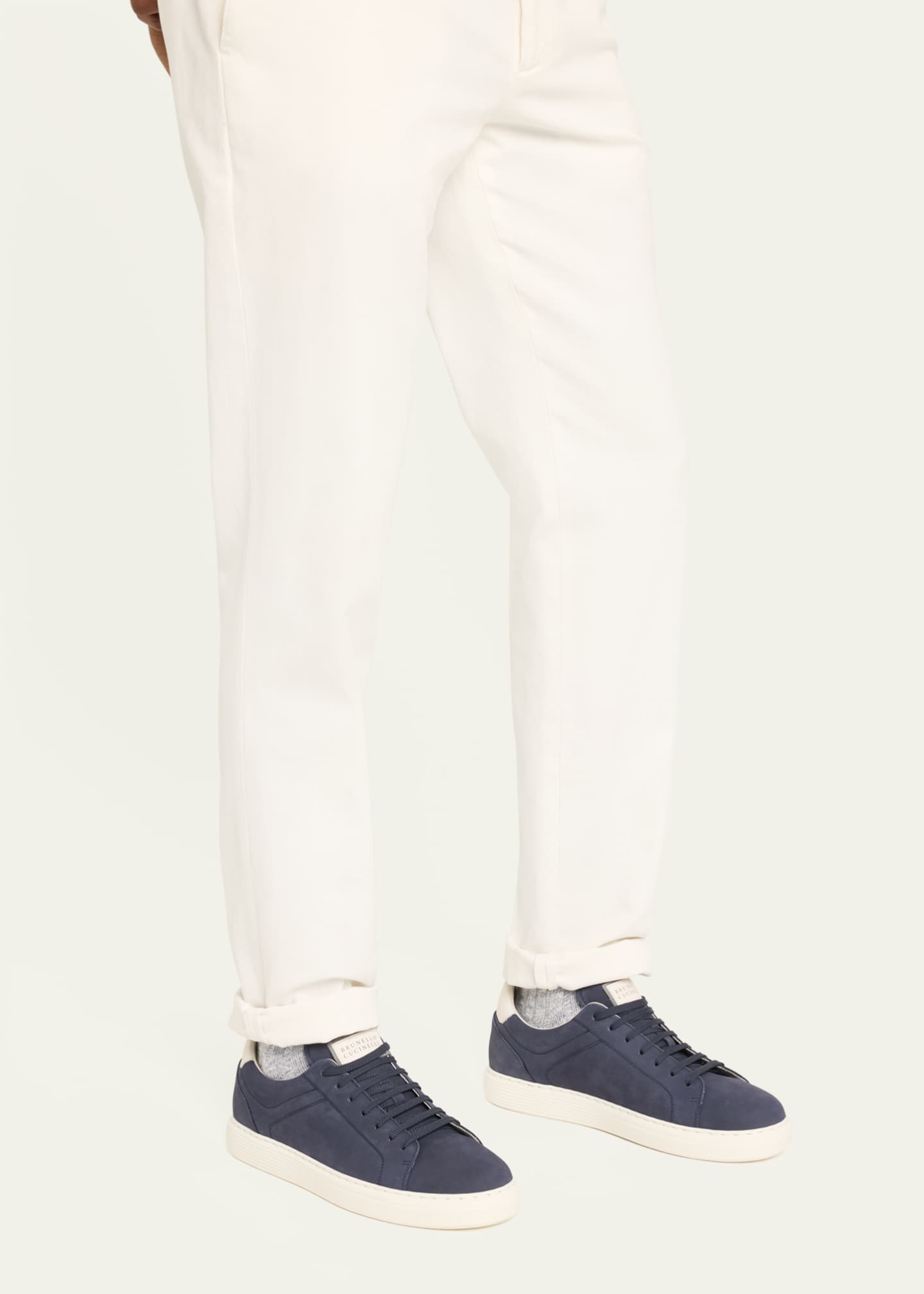 Brunello Cucinelli Men's Nubuck Calfskin Low-Top Sneakers Image 2 of 5