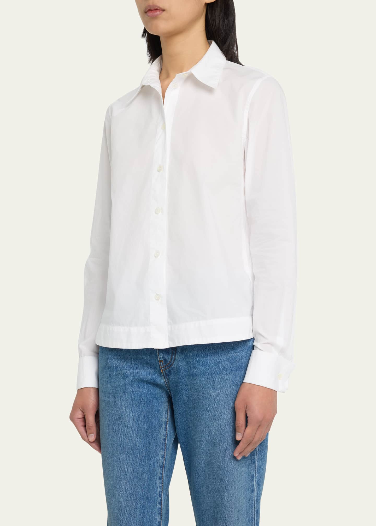 WE-AR4 Striped Button-Front Crop Shirt Image 4 of 5