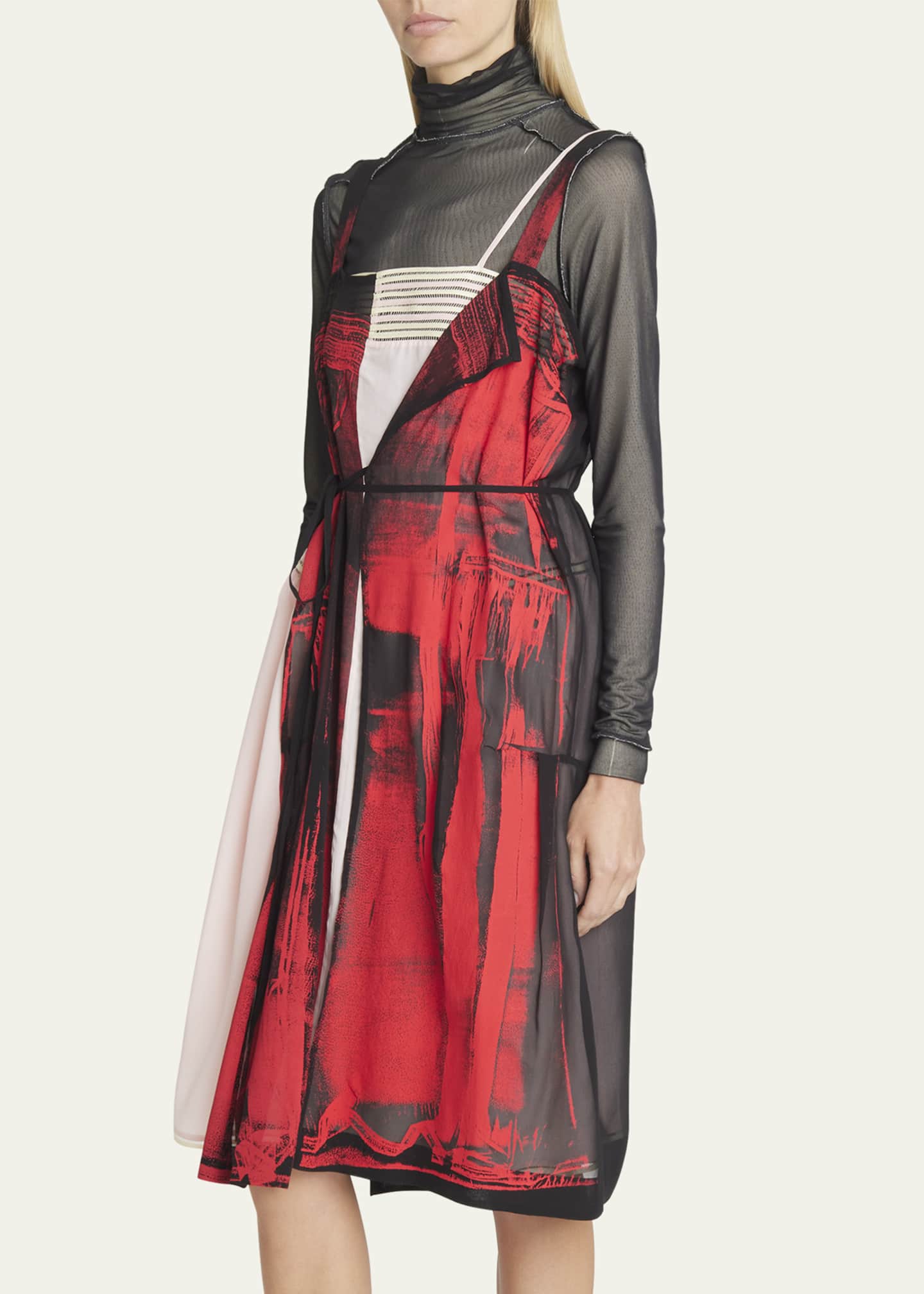 Maison Margiela Layered Abstract Self-Tie Silk Dress Image 4 of 5