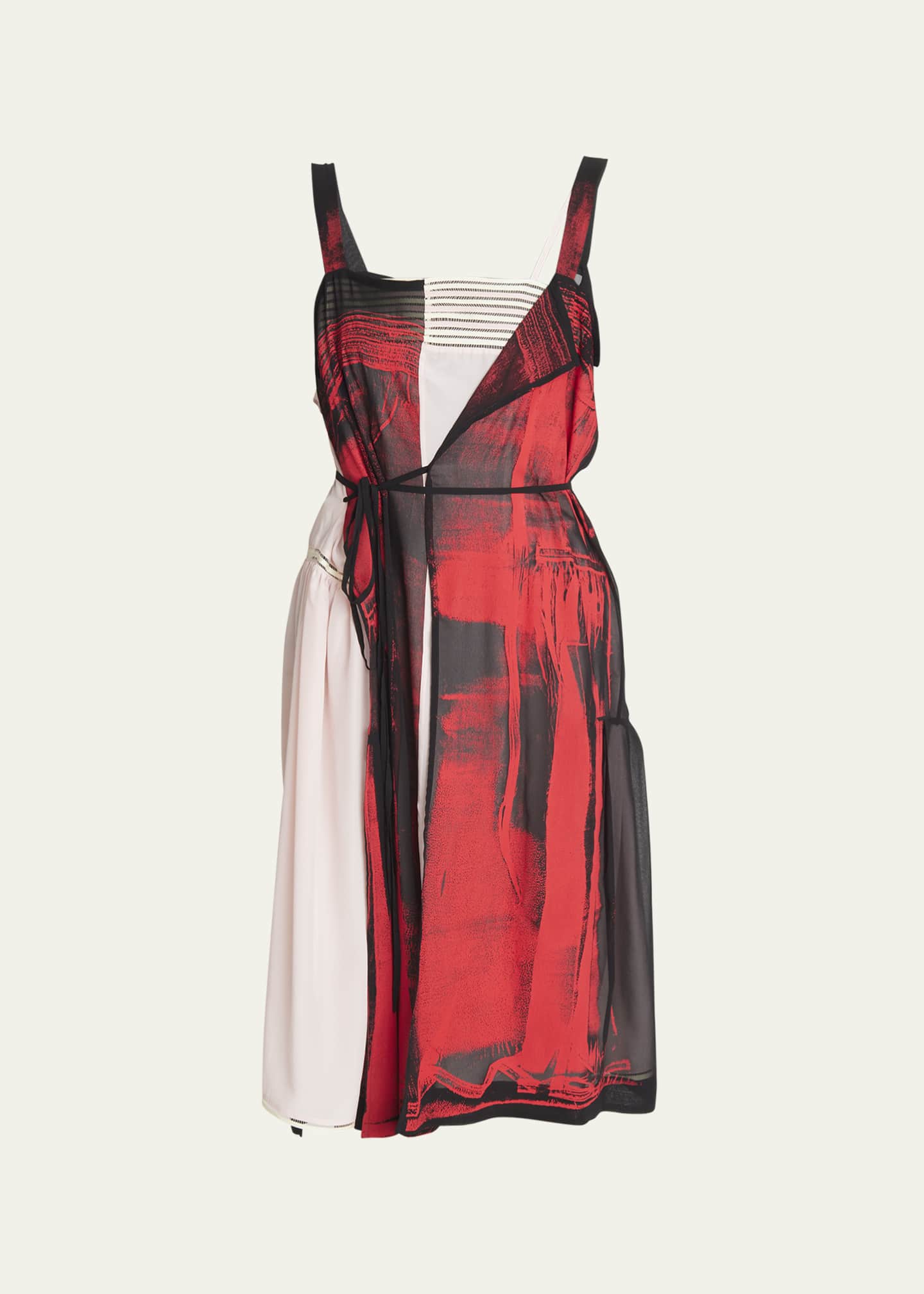Maison Margiela Layered Abstract Self-Tie Silk Dress Image 1 of 5