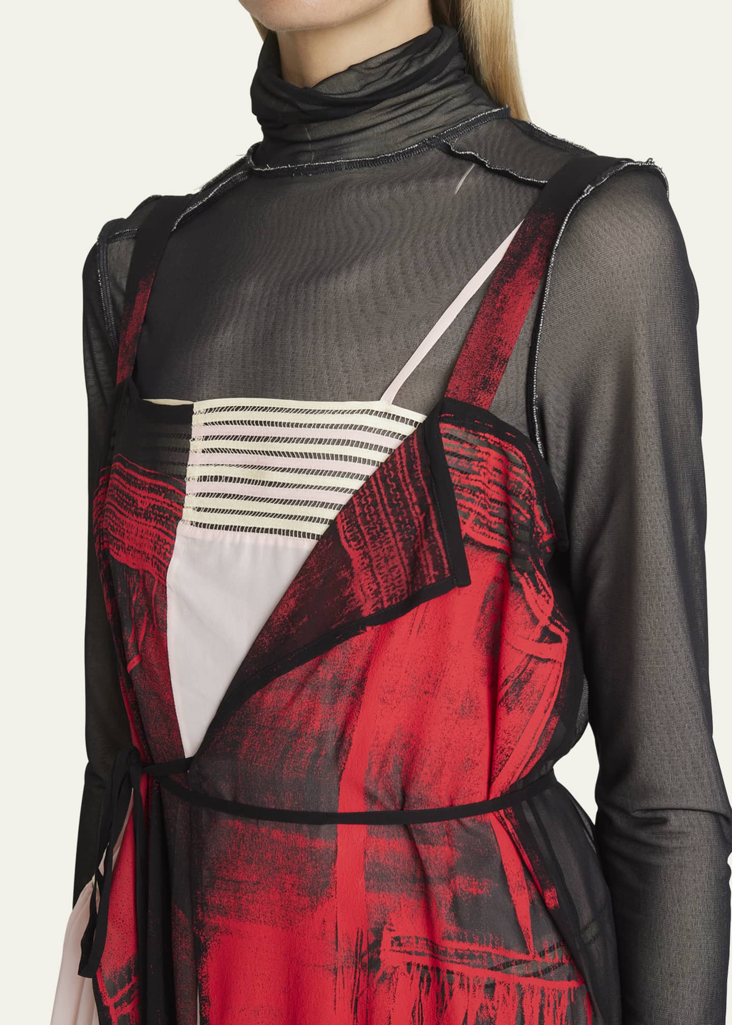 Maison Margiela Layered Abstract Self-Tie Silk Dress Image 5 of 5