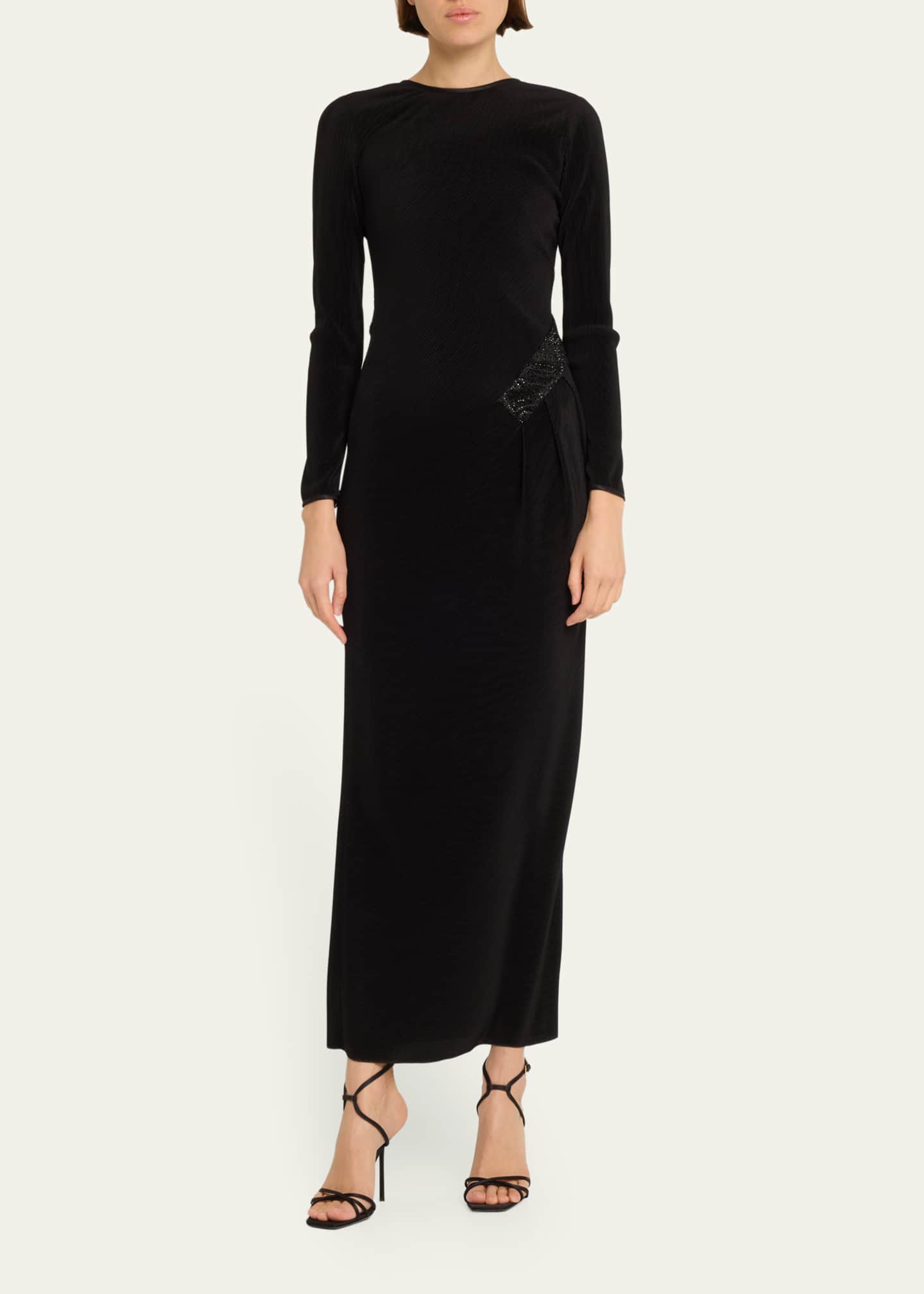 Giorgio Armani Plisse Jersey Gown with Beaded Hip Detail - Bergdorf Goodman