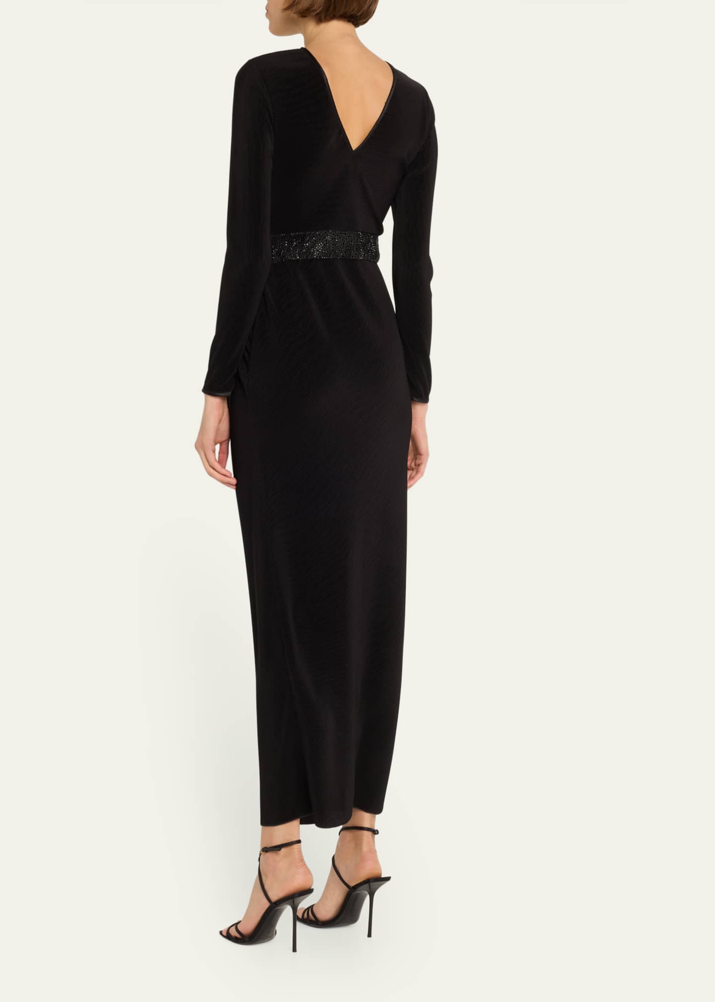 Giorgio Armani Plisse Jersey Gown with Beaded Hip Detail Bergdorf Goodman