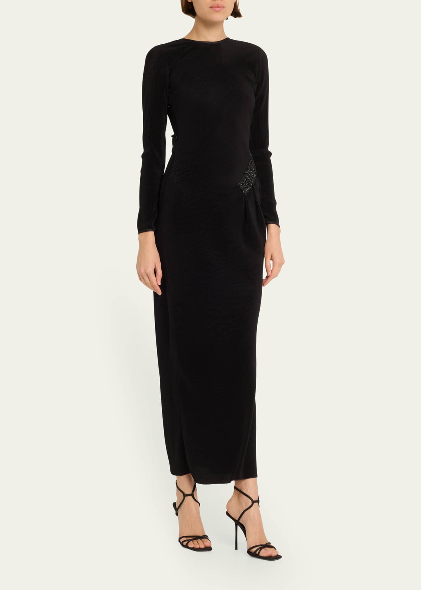 Giorgio Armani Plisse Jersey Gown with Beaded Hip Detail - Bergdorf Goodman