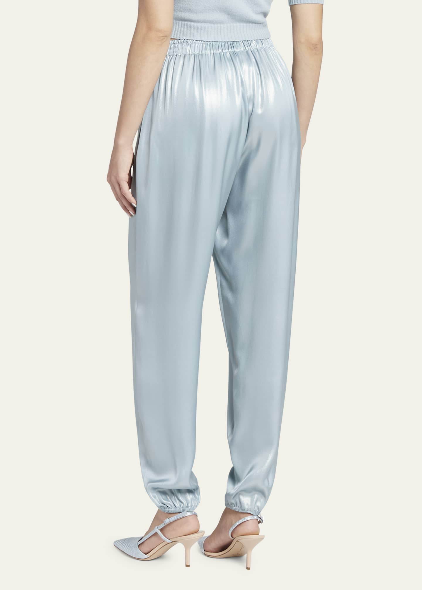 Blue satin joggers sale