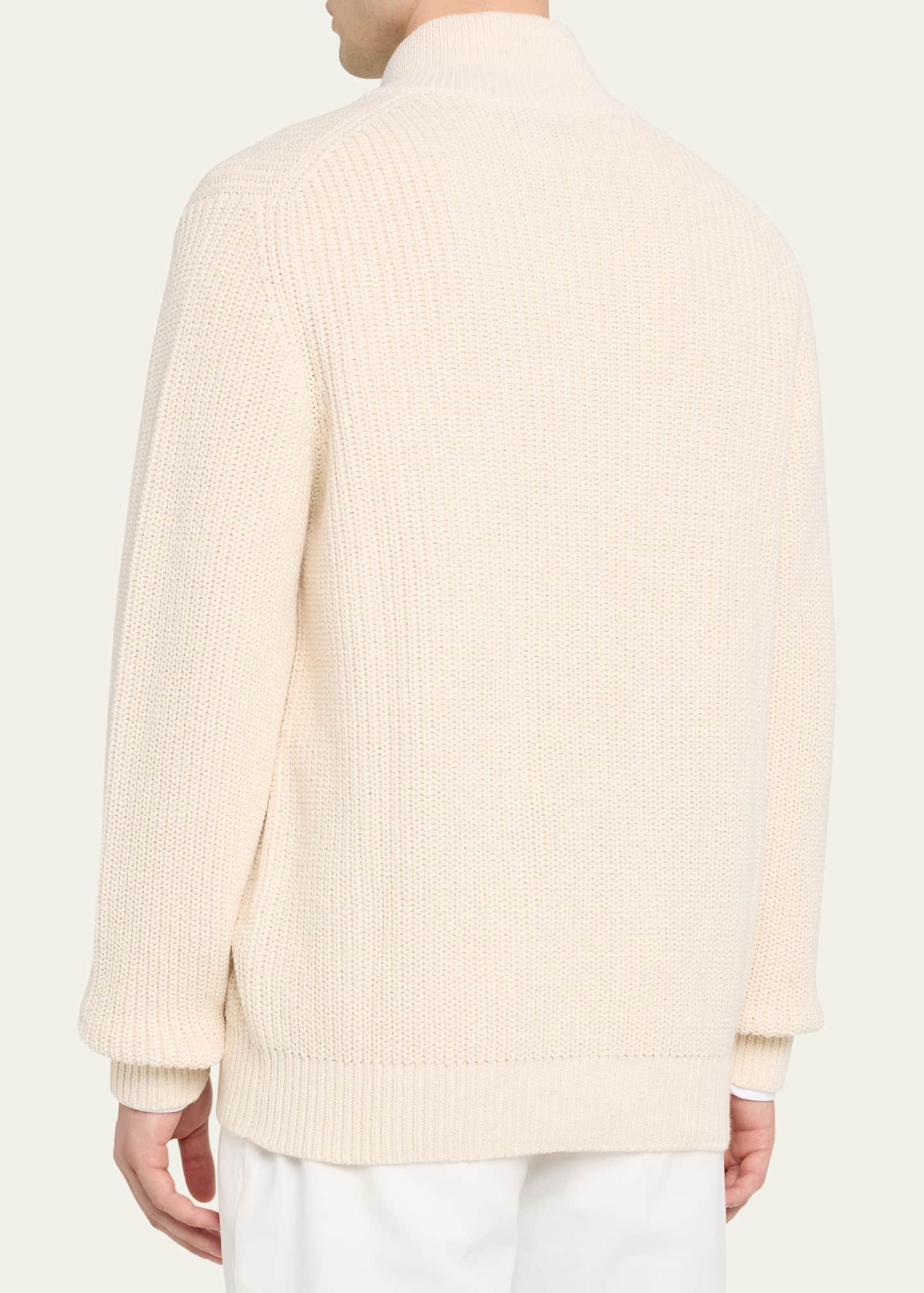 Brunello Cucinelli Men's Ribbed Full-Zip Sweater Image 3 of 5