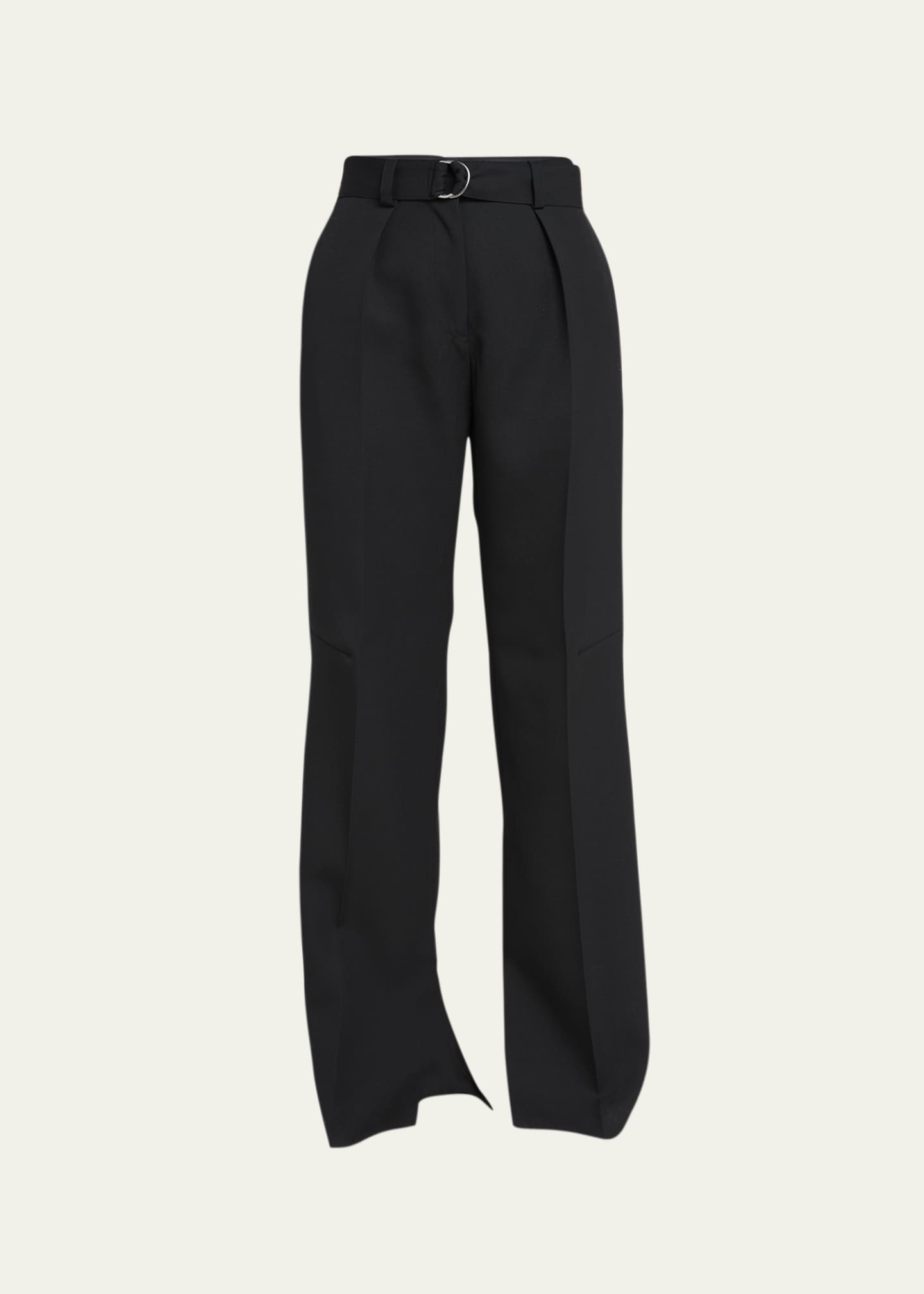Jil Sander 40 Pleated Belted Straight Leg Split Hem Trousers