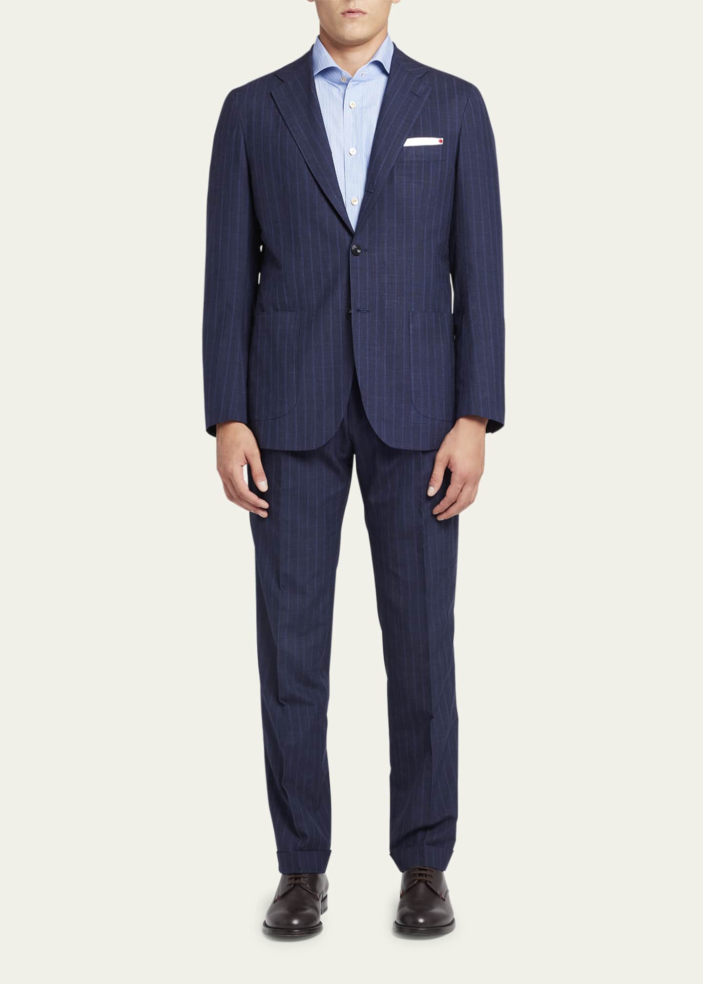 Kiton Men's Shadow Stripe Suit - Bergdorf Goodman