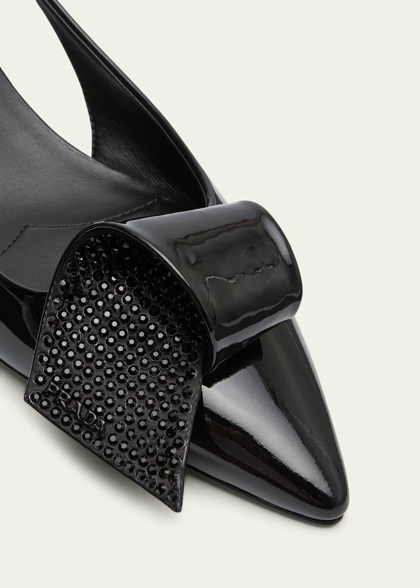 Patent Crystal Twist Slingback Pumps