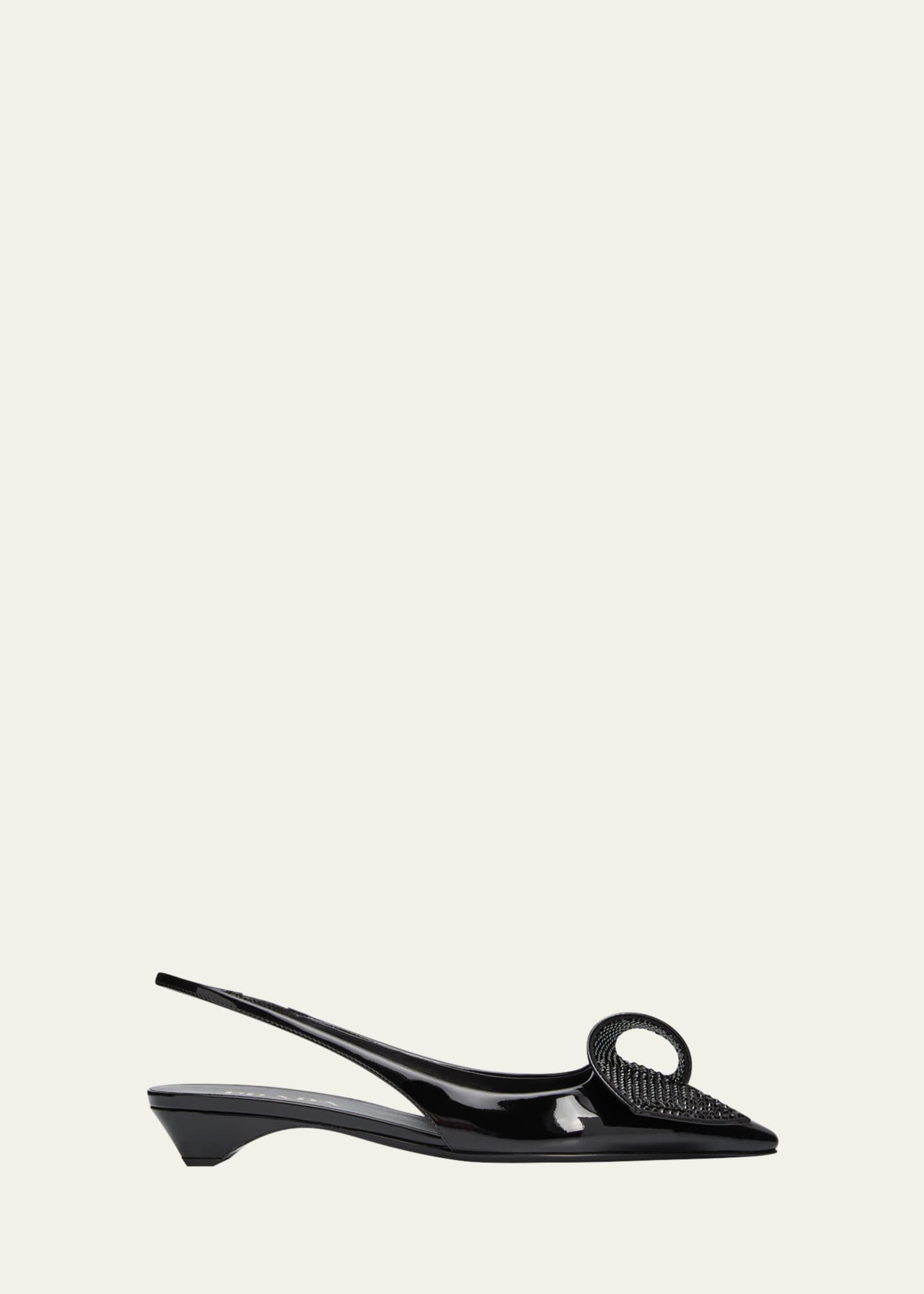 Prada Patent Crystal Twist Slingback Pumps Bergdorf Goodman