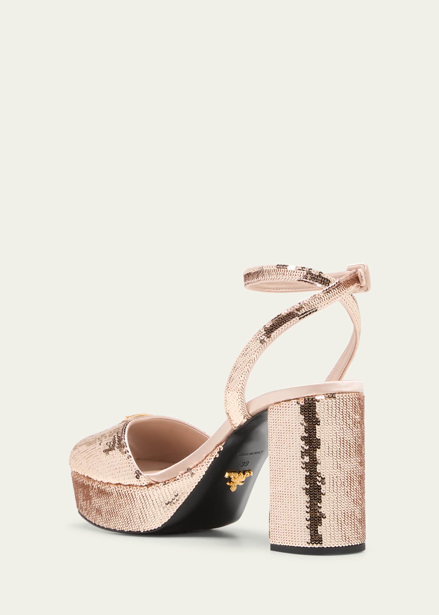 Sequin Ankle-Strap Platform Sandals
