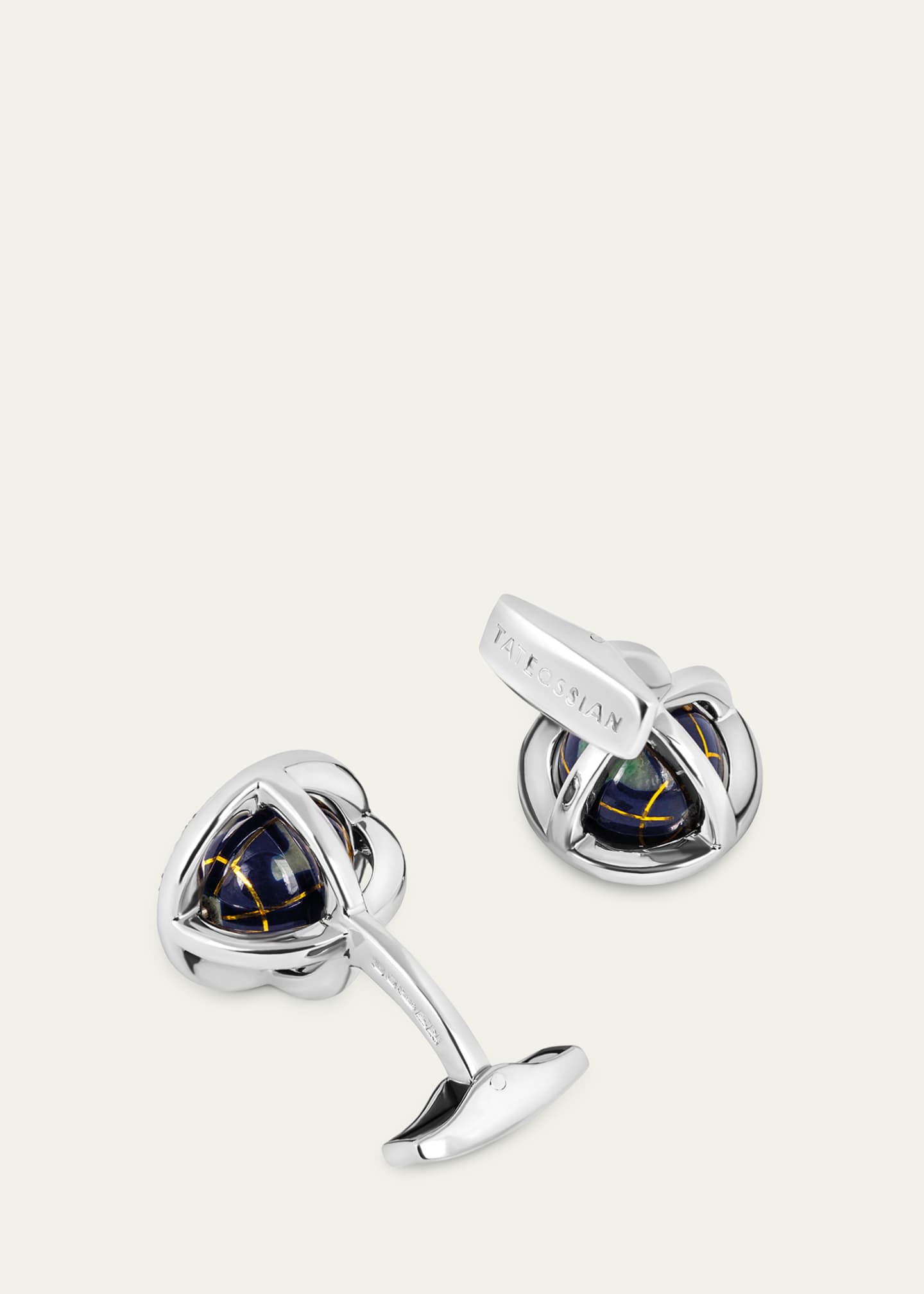 Tateossian Men's Rotating World Globe Cufflinks with Black Diamonds Image 4 of 4