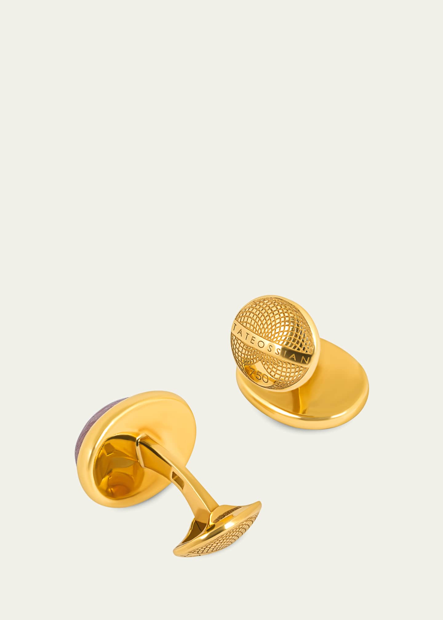 Tateossian Men's 18K Yellow Gold Quartz and Graphic Rutile Cufflinks Image 3 of 3