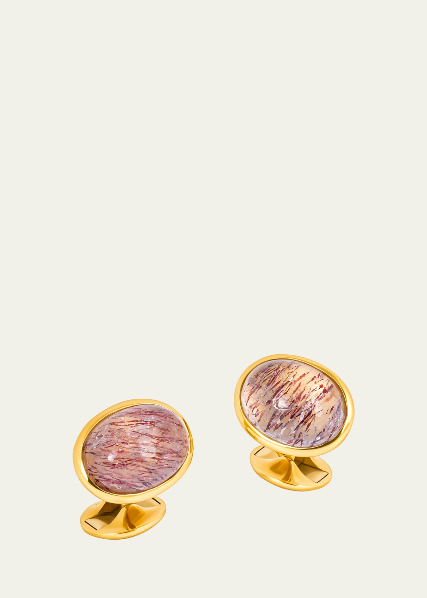 Tateossian Men's 18K Yellow Gold Quartz and Graphic Rutile Cufflinks Image 1 of 3