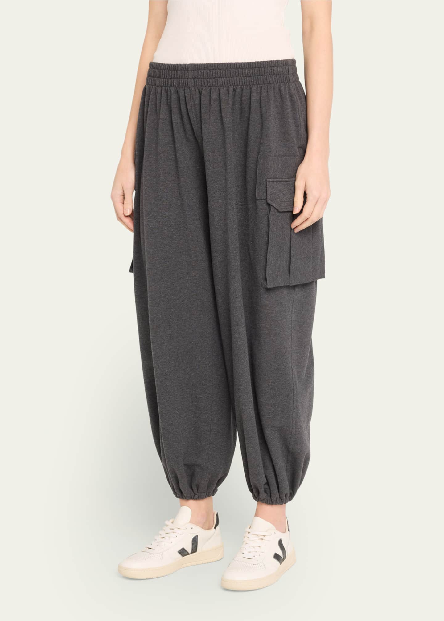 Norma Kamali Oversized Boyfriend Cargo Cotton Blend Sweatpants