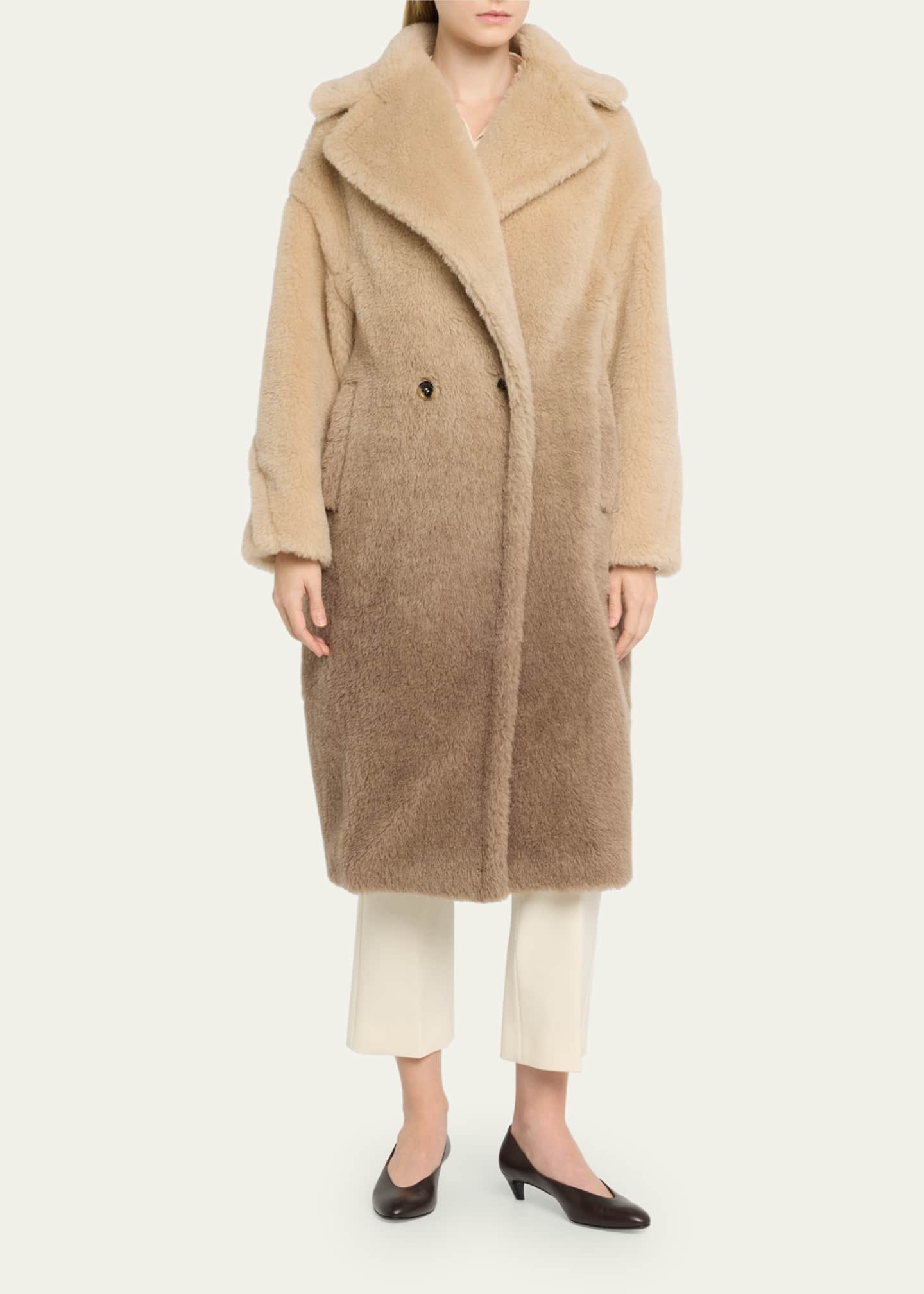 Max Mara Gatto Ombre Double Breasted Wool Coat