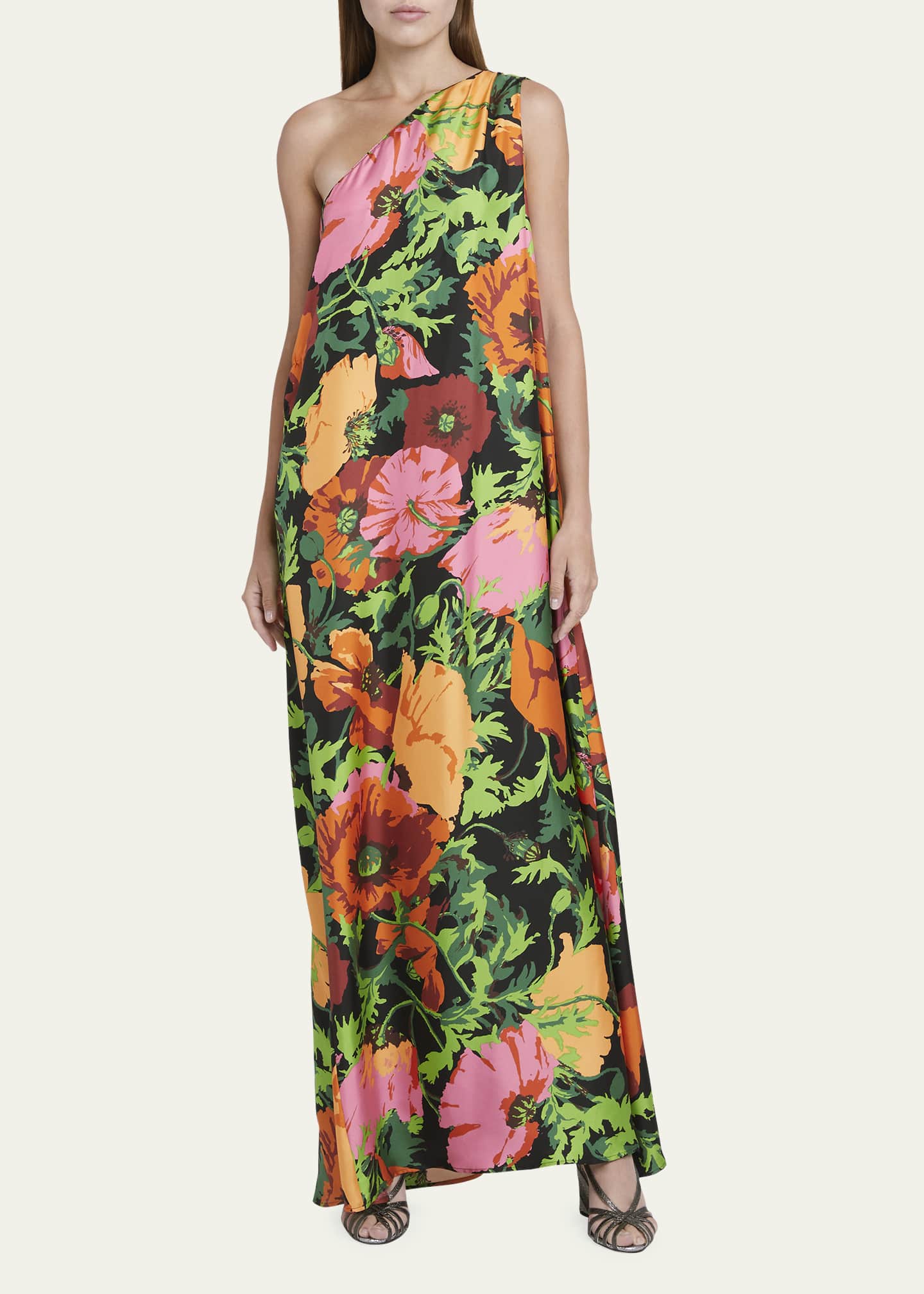La DoubleJ Roy Floral OneShoulder Maxi Silk Twill Dress Bergdorf Goodman — free download