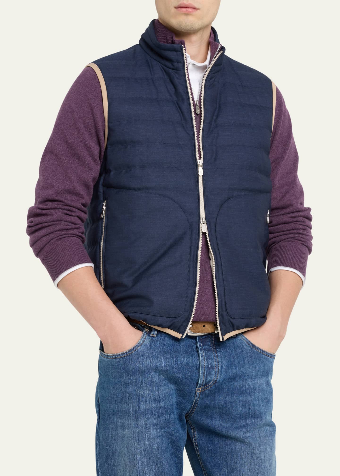 Brunello Cucinelli Men s Quilted Down Full Zip Vest