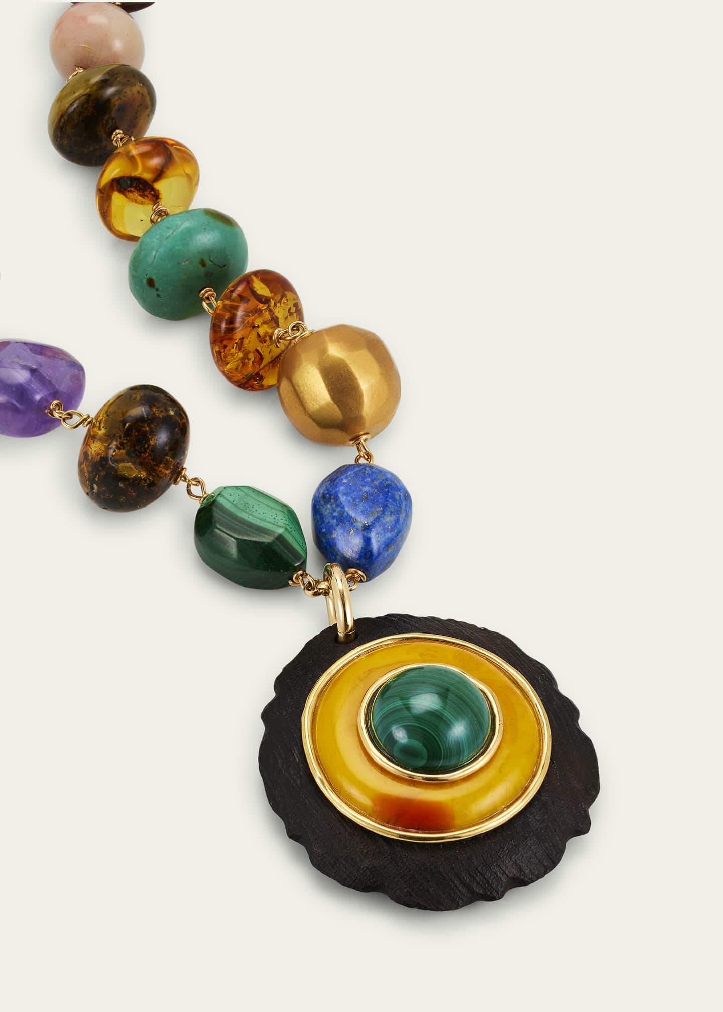 Grazia And Marica Vozza Multi Stone Necklace with Ebony and Amber Charm Image 3 of 4