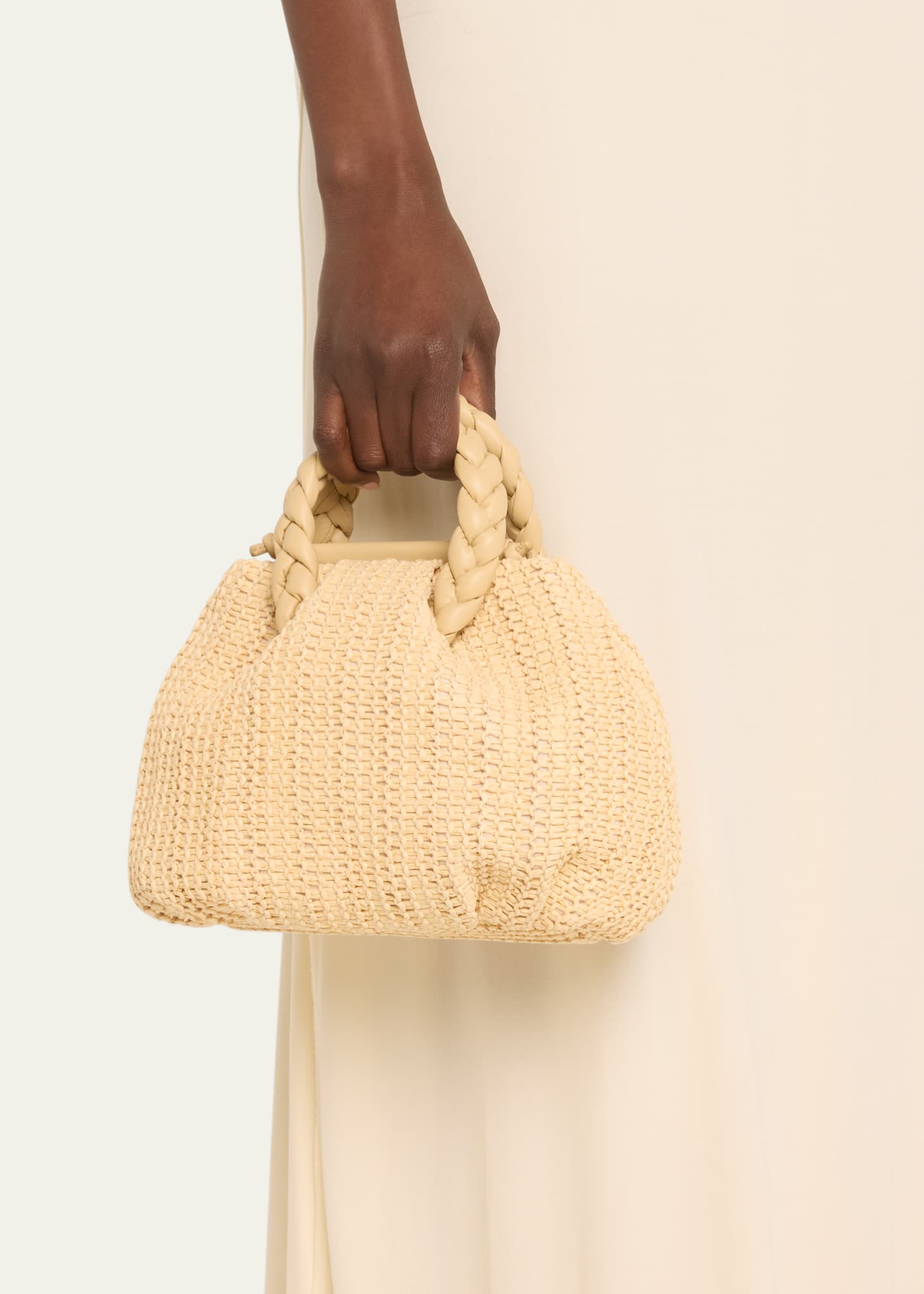 HEREU Bombon Medium Raffia Top Handle Bag Bergdorf Goodman
