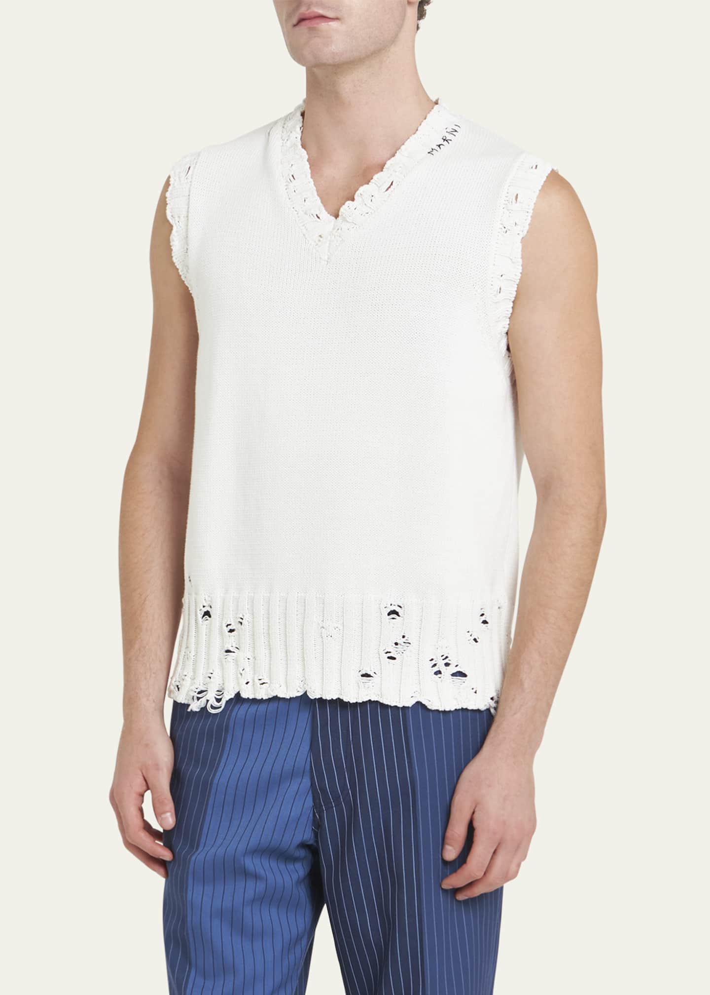 Marni Men's Destroyed Cotton Vest Image 4 of 5