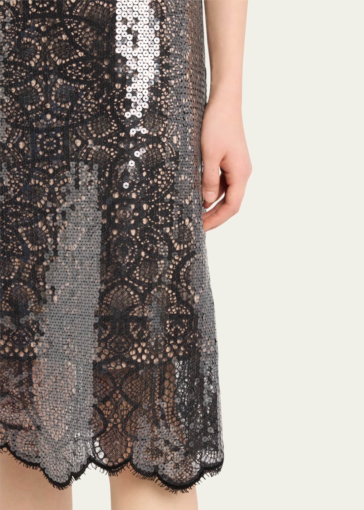 Kobi Halperin Scalloped Sequin Lace Midi Skirt - Bergdorf Goodman