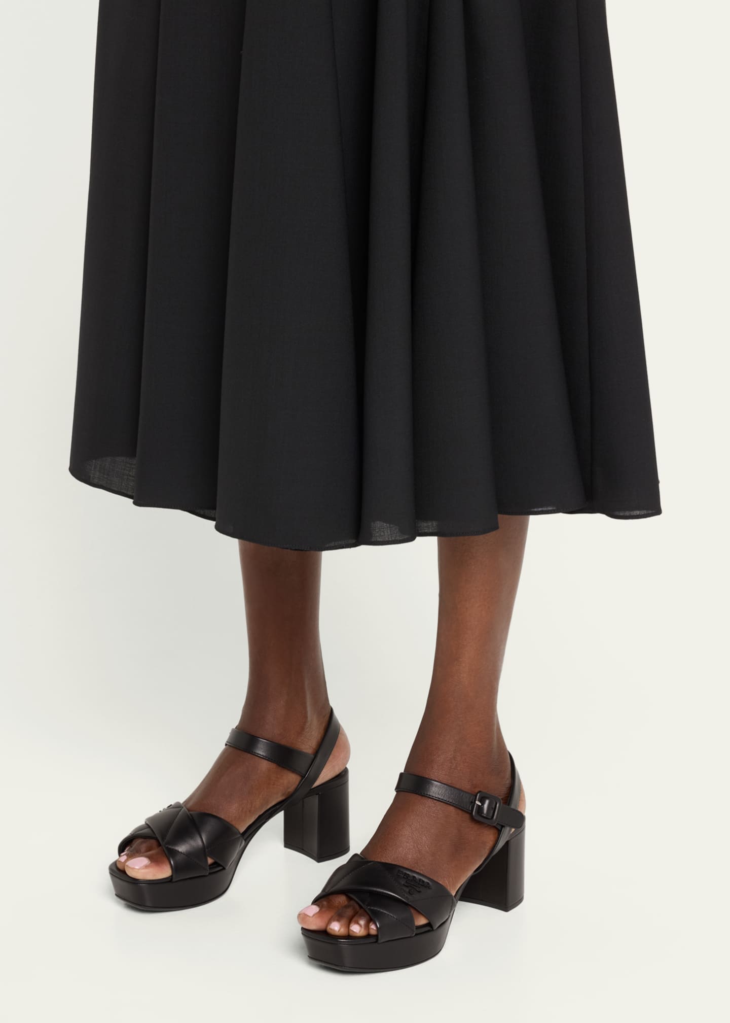 Prada Quilted Leather Ankle-Strap Platform Sandals Image 2 of 5