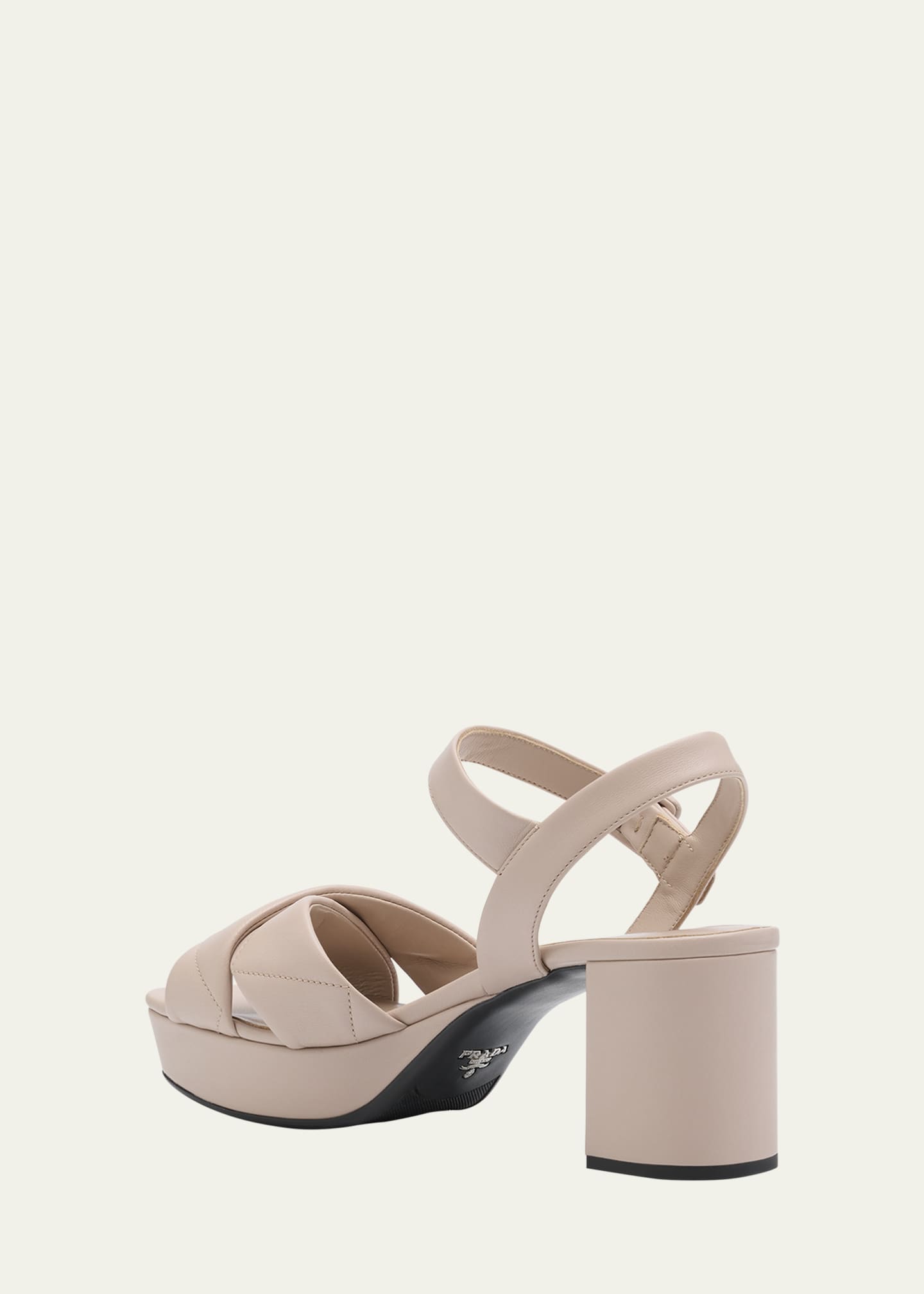 Prada Quilted Leather Ankle-Strap Platform Sandals Image 4 of 5