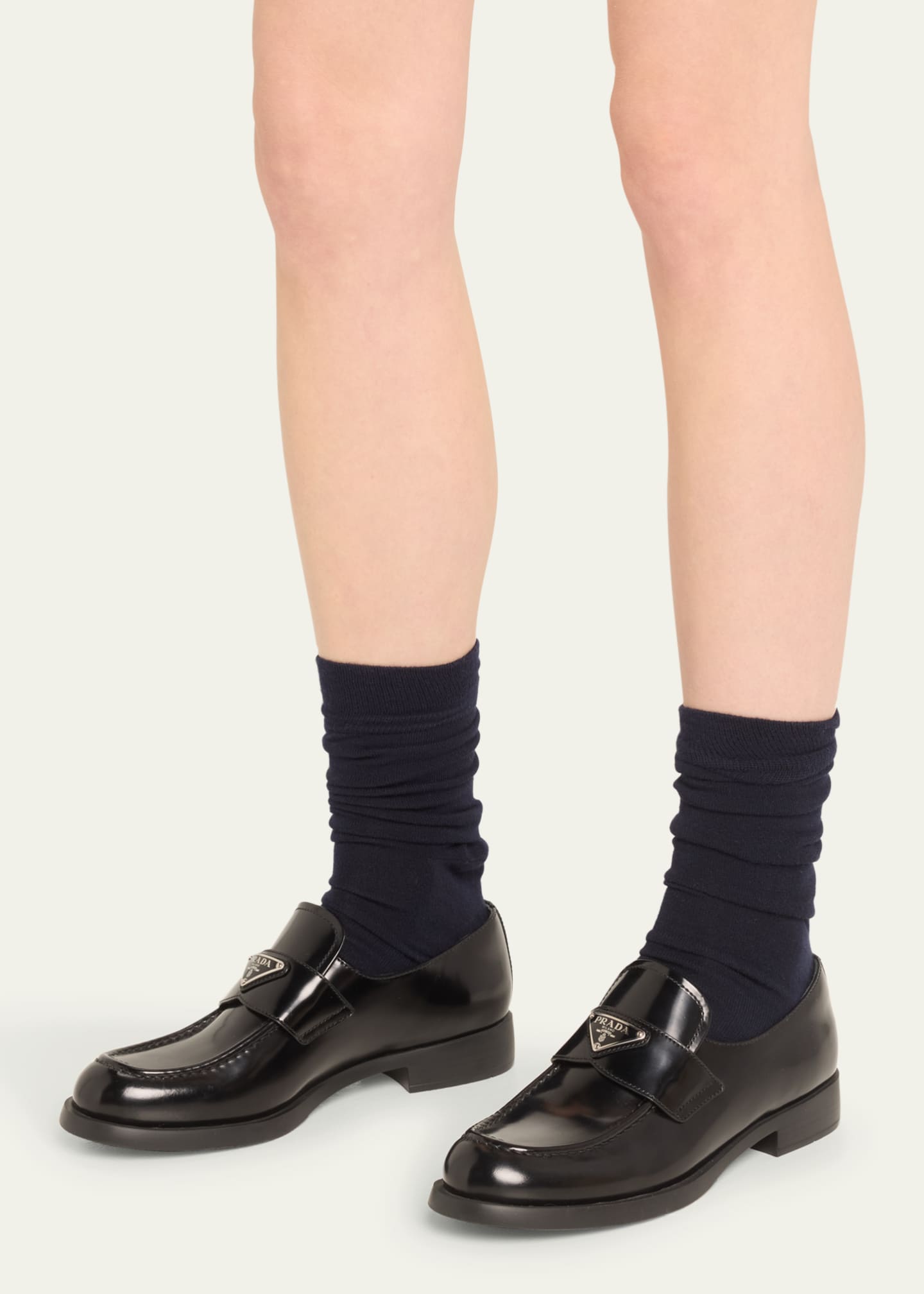 Prada Leather Slip-On Flat Loafers Image 2 of 4