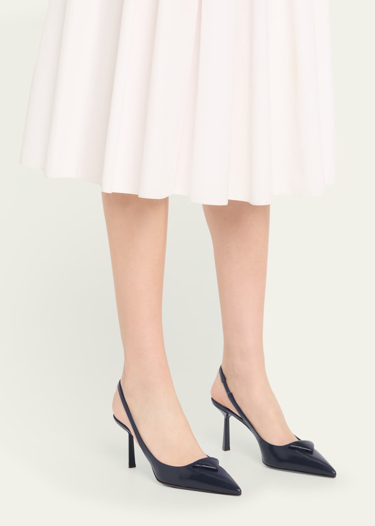 Prada Patent Padded Triangle Slingback Pumps Image 2 of 6