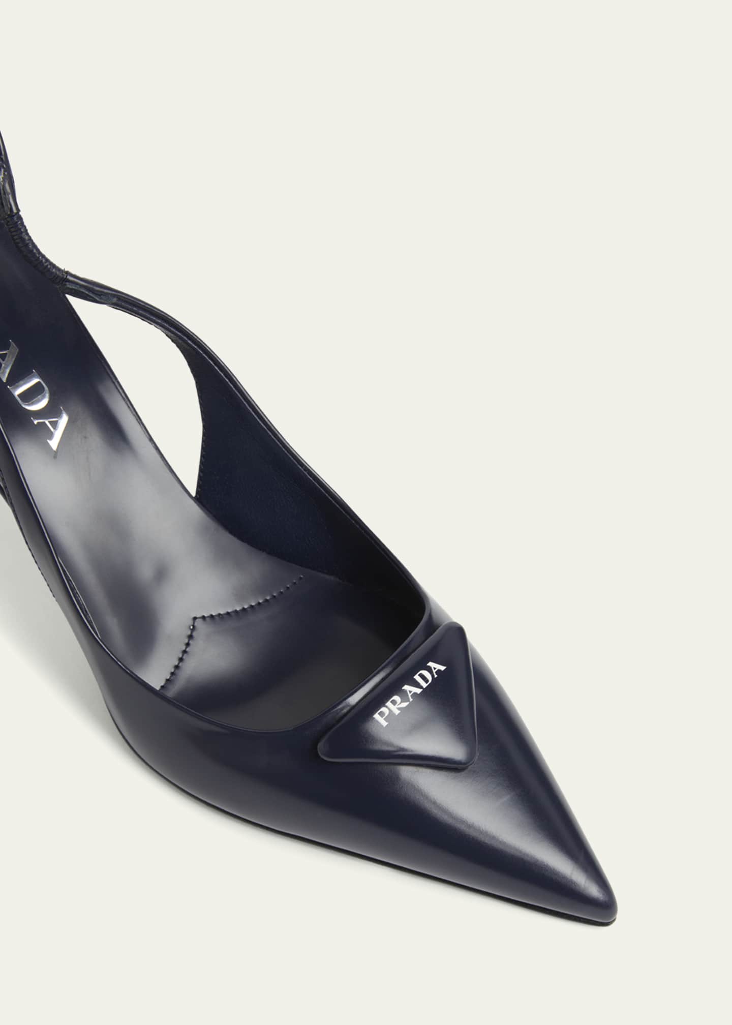 Prada Patent Padded Triangle Slingback Pumps Image 5 of 6