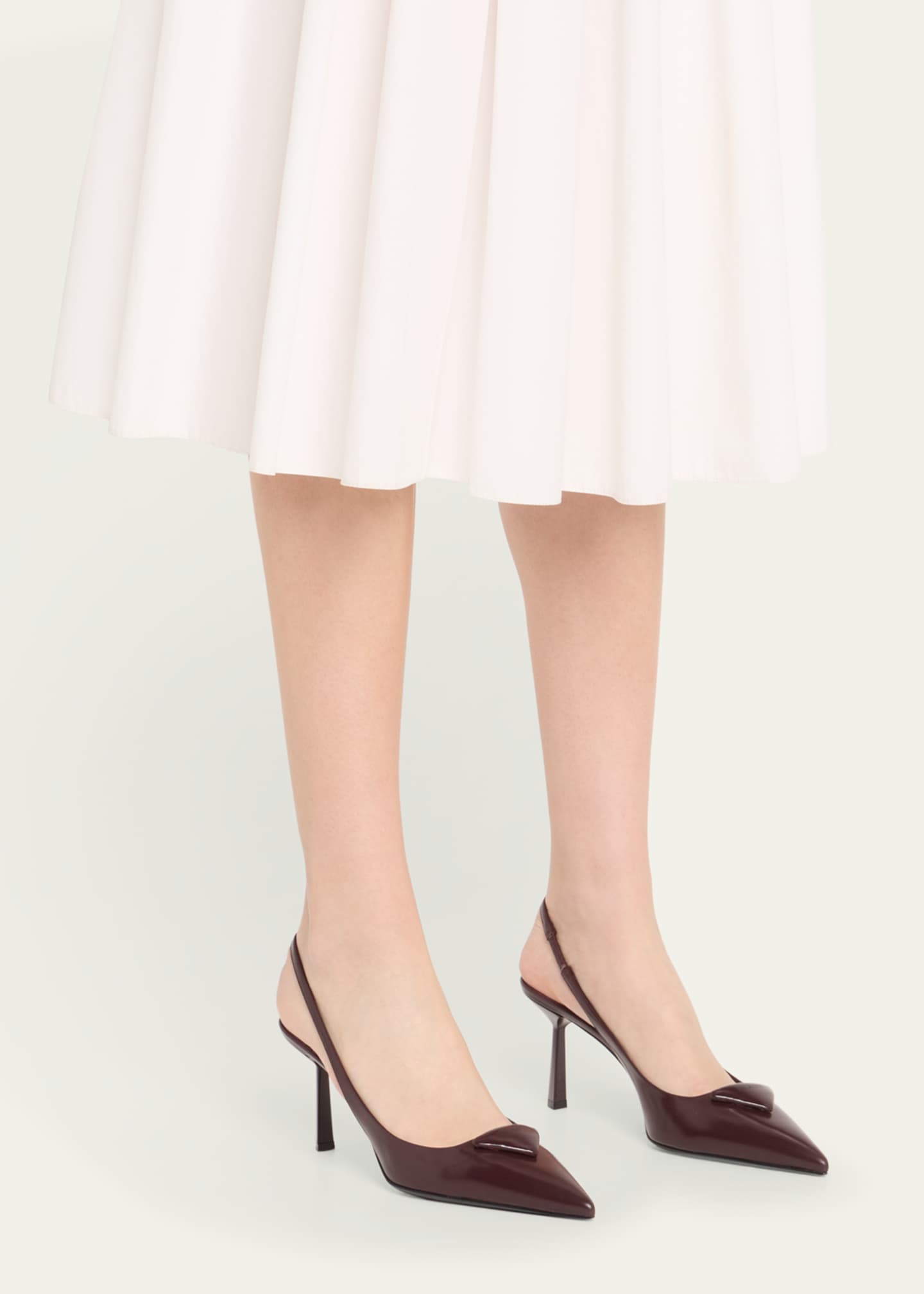 Prada Patent Padded Triangle Slingback Pumps Image 2 of 6