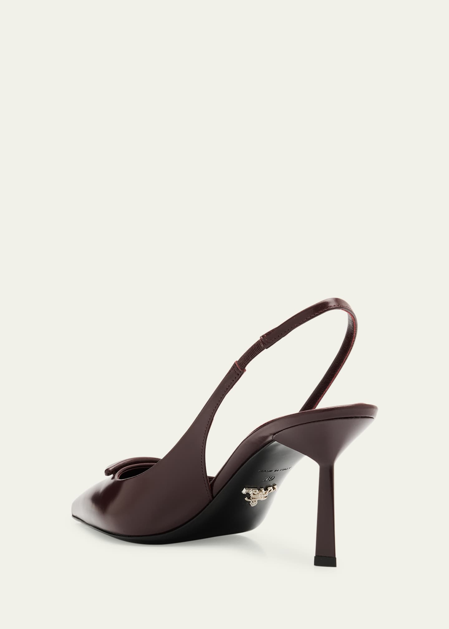 Prada Patent Padded Triangle Slingback Pumps Image 4 of 6