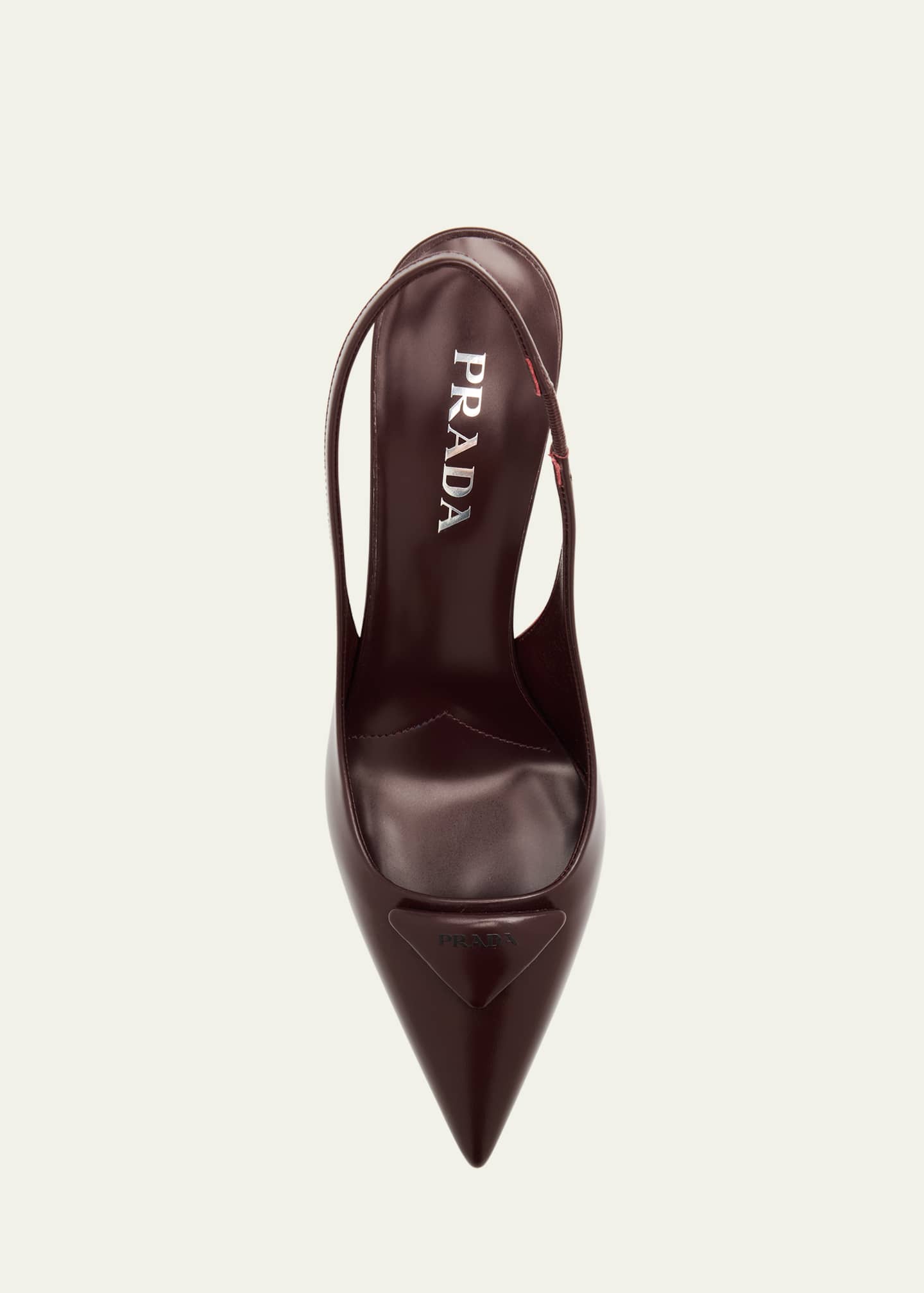 Prada Patent Padded Triangle Slingback Pumps Image 6 of 6