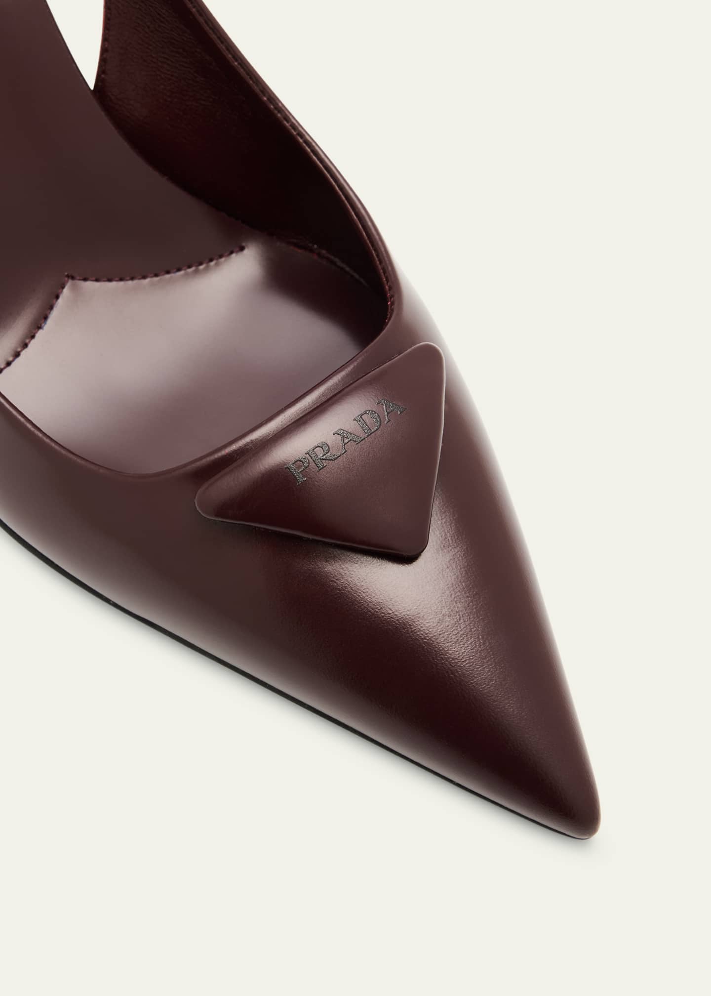 Prada Patent Padded Triangle Slingback Pumps Image 5 of 6