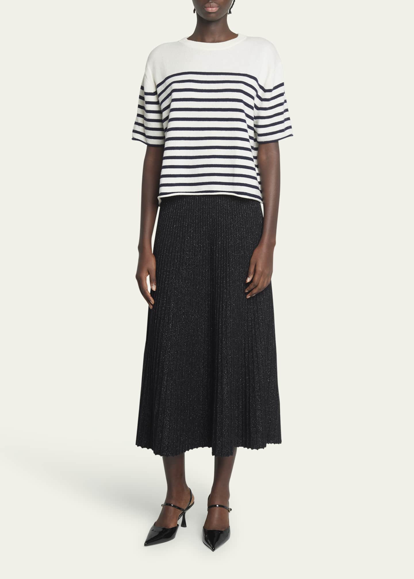 Lisa Yang Cila Cashmere Striped Short-Sleeve T-Shirt