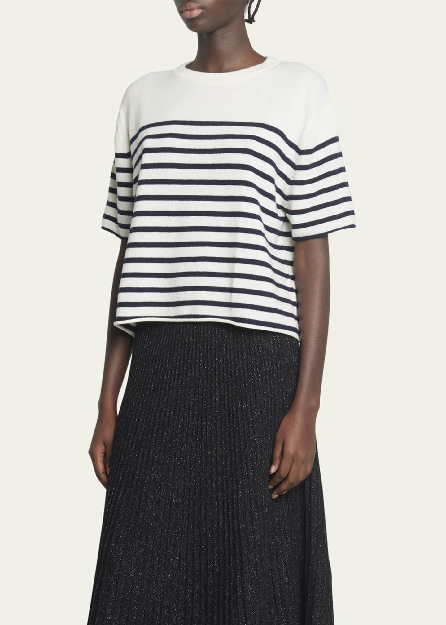 Lisa Yang Cila Cashmere Striped Short-Sleeve T-Shirt
