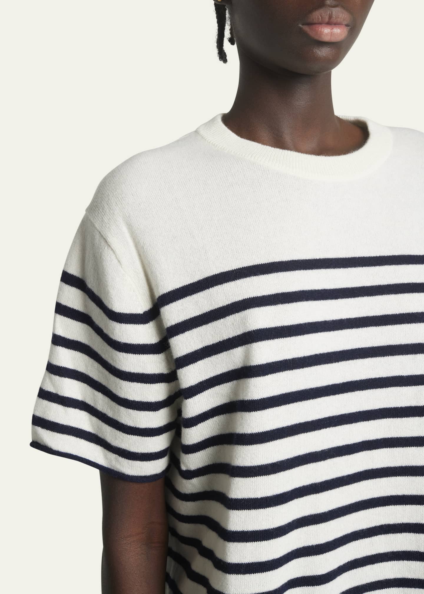 【Lisa Yang】 CilaストライプカシミヤTシャツ Lisa Yang Cila Cashmere Striped Short-Sleeve T-Shirt