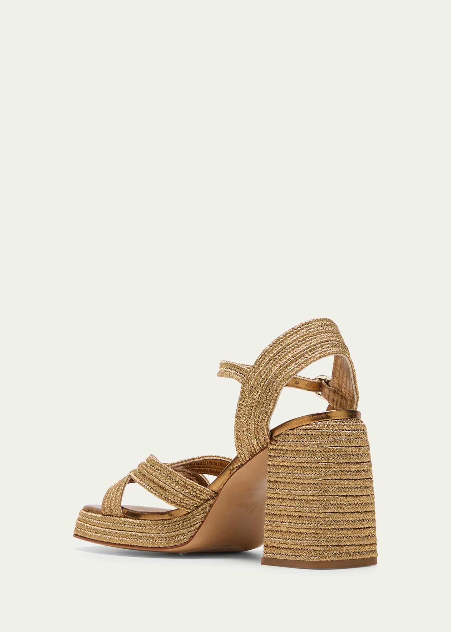 Castaner Valle Metallic Raffia Platform Sandals Image 4 of 5