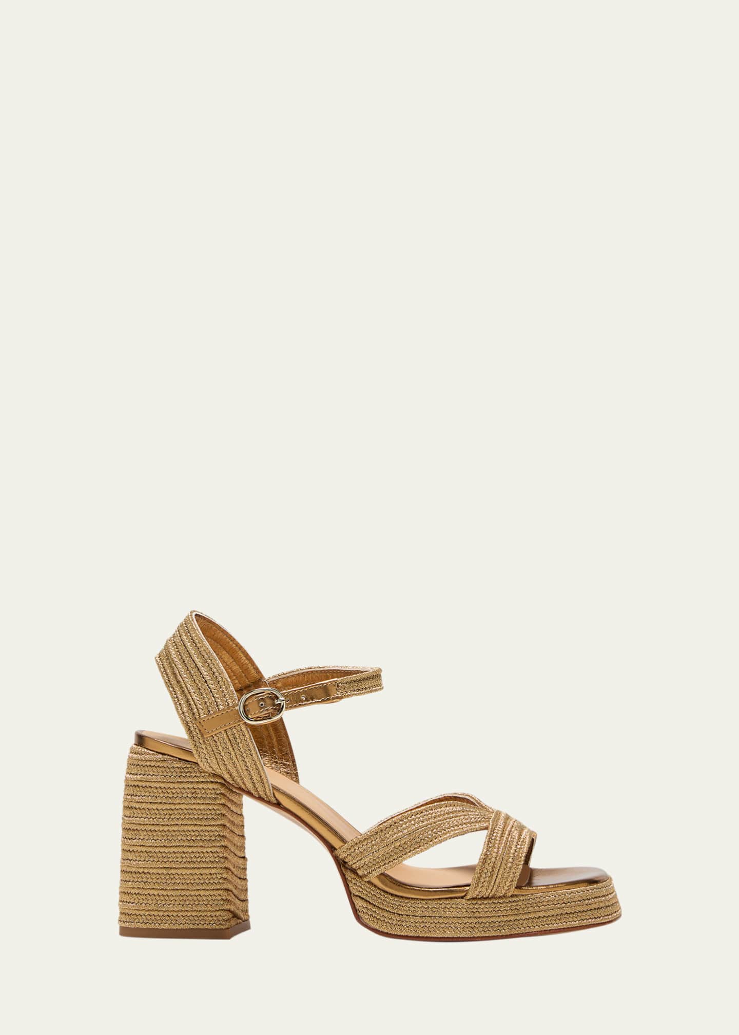 Castaner Valle Metallic Raffia Platform Sandals Image 1 of 5