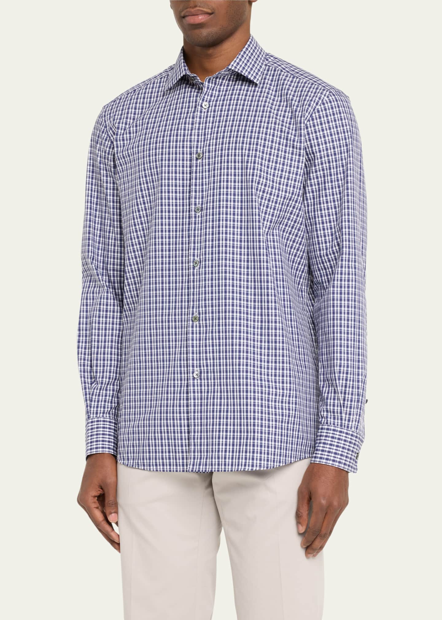 ZEGNA Men's Gingham ButtonDown Shirt Bergdorf Goodman