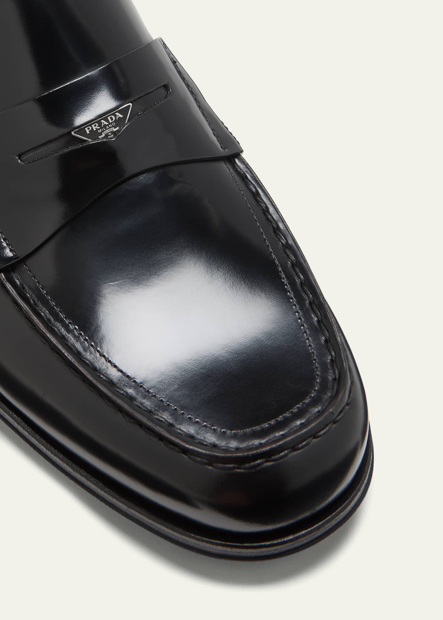 Prada Men's Brushed Leather Penny Loafers Image 3 of 3