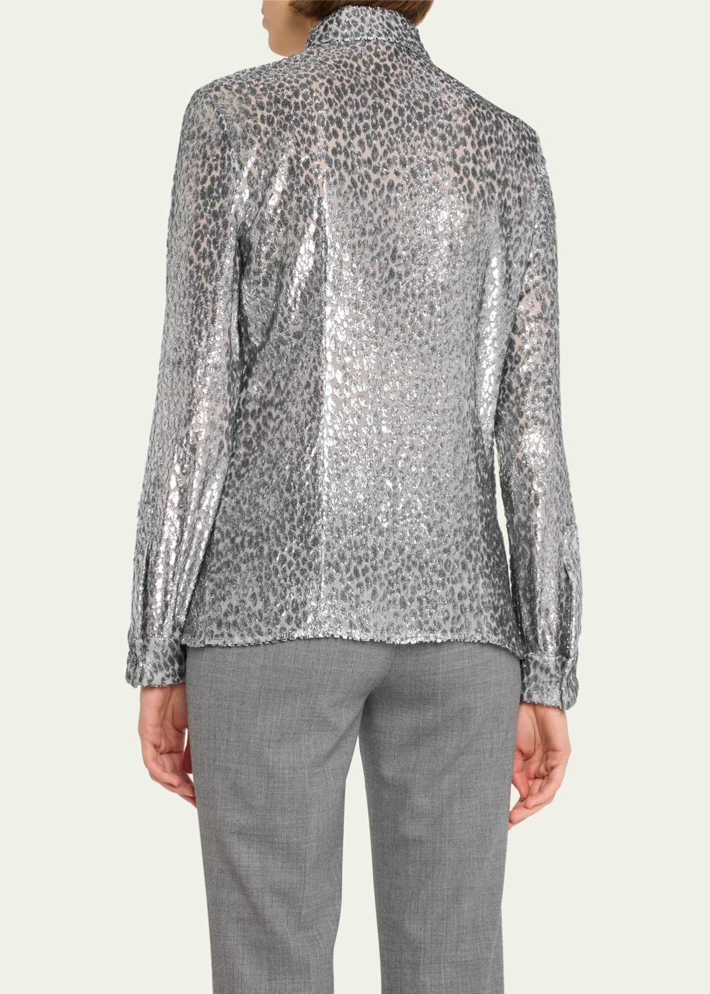 Michael Kors Collection Hansen Metallic Cheetah Button-Front Shirt ...