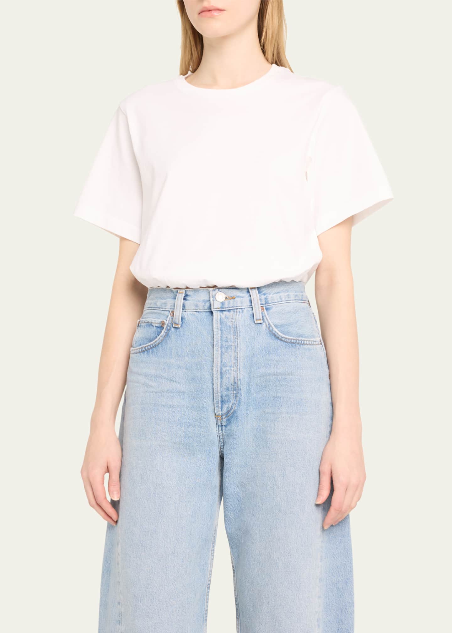 SIMKHAI Jojo Cropped Short-Sleeve Cotton T-Shirt - Bergdorf Goodman