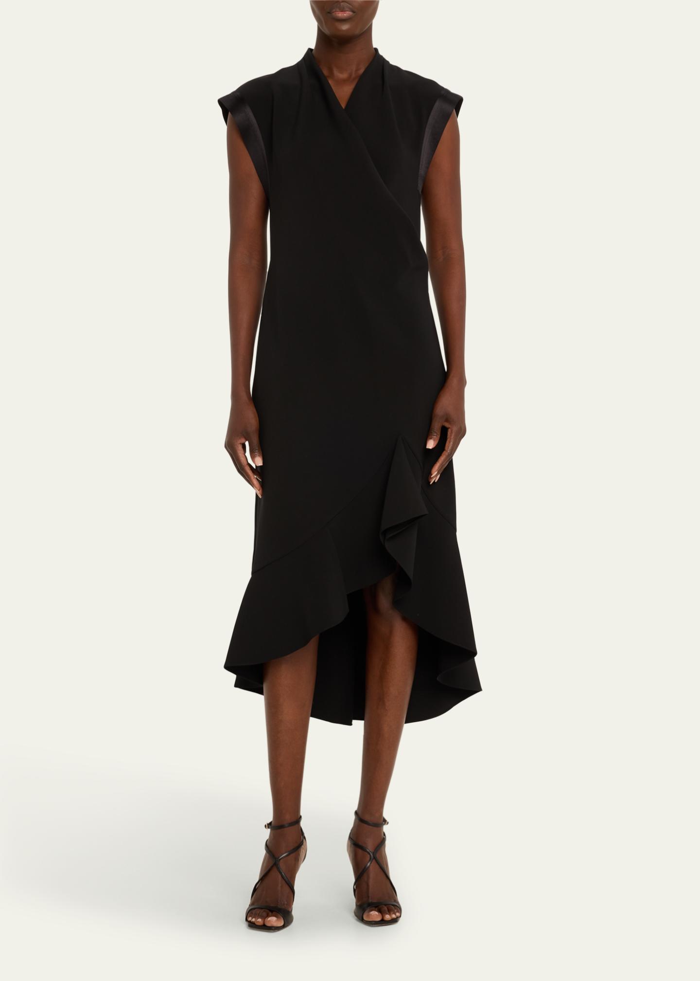 Prabal Gurung Drape Front Ruffle Hem High-Low Midi Dress - Bergdorf Goodman