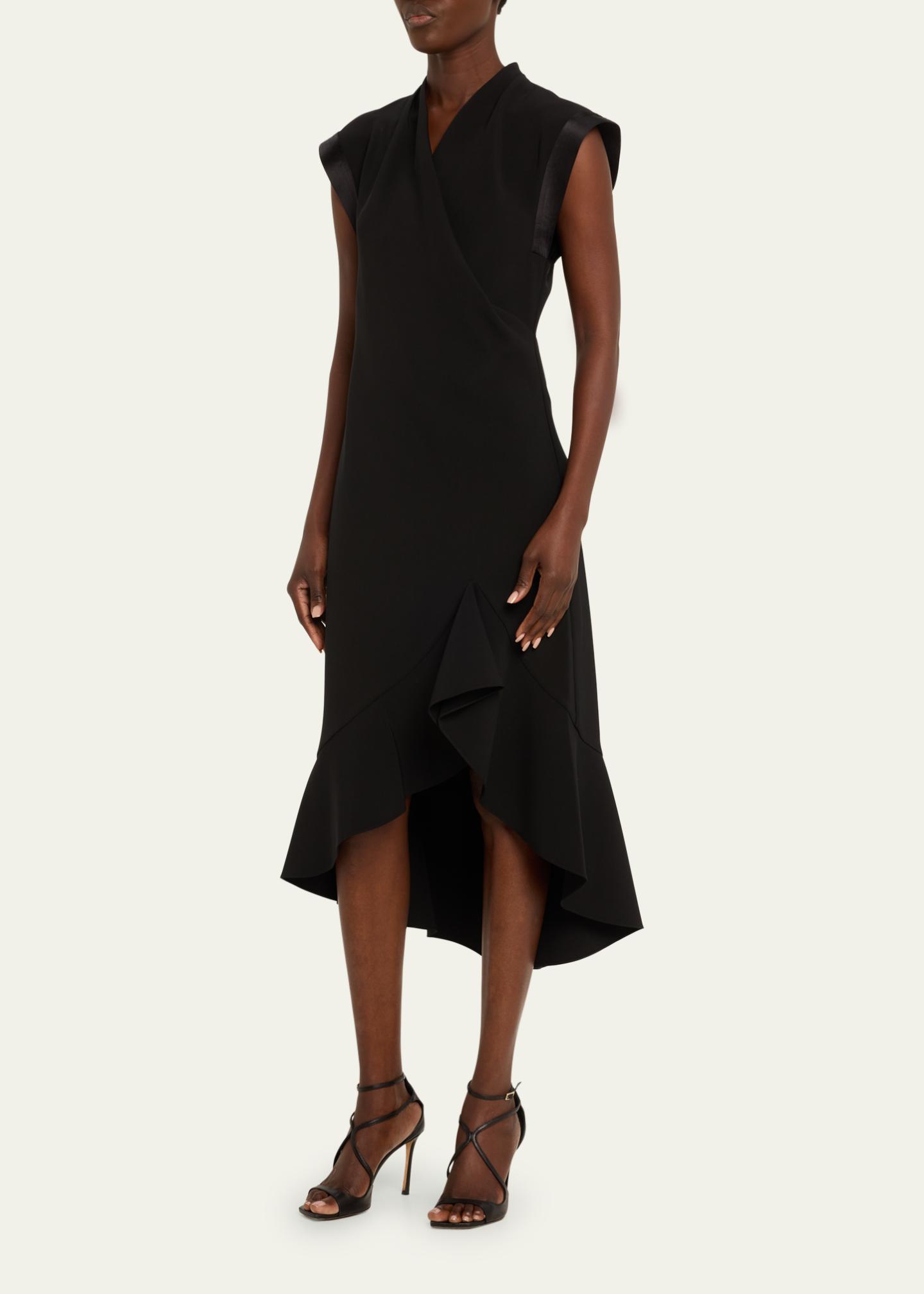 Prabal Gurung Drape Front Ruffle Hem High-Low Midi Dress - Bergdorf Goodman