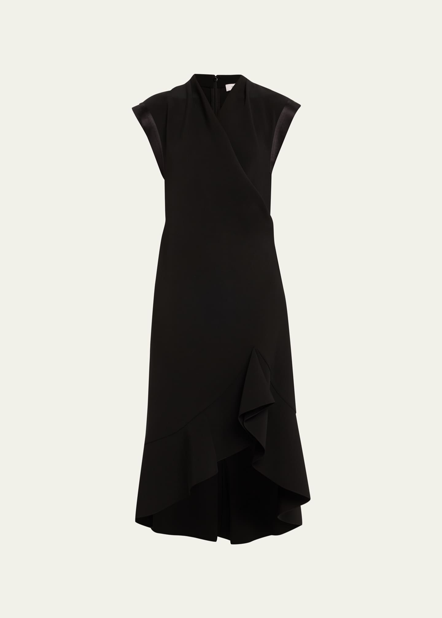 Prabal Gurung Drape Front Ruffle Hem High Low Midi Dress