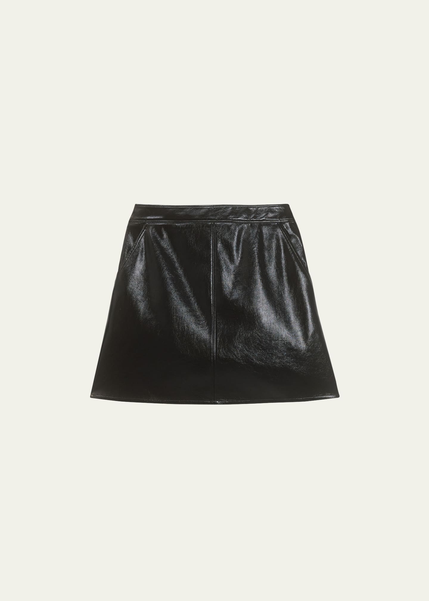 Faux leather a sale line mini skirt