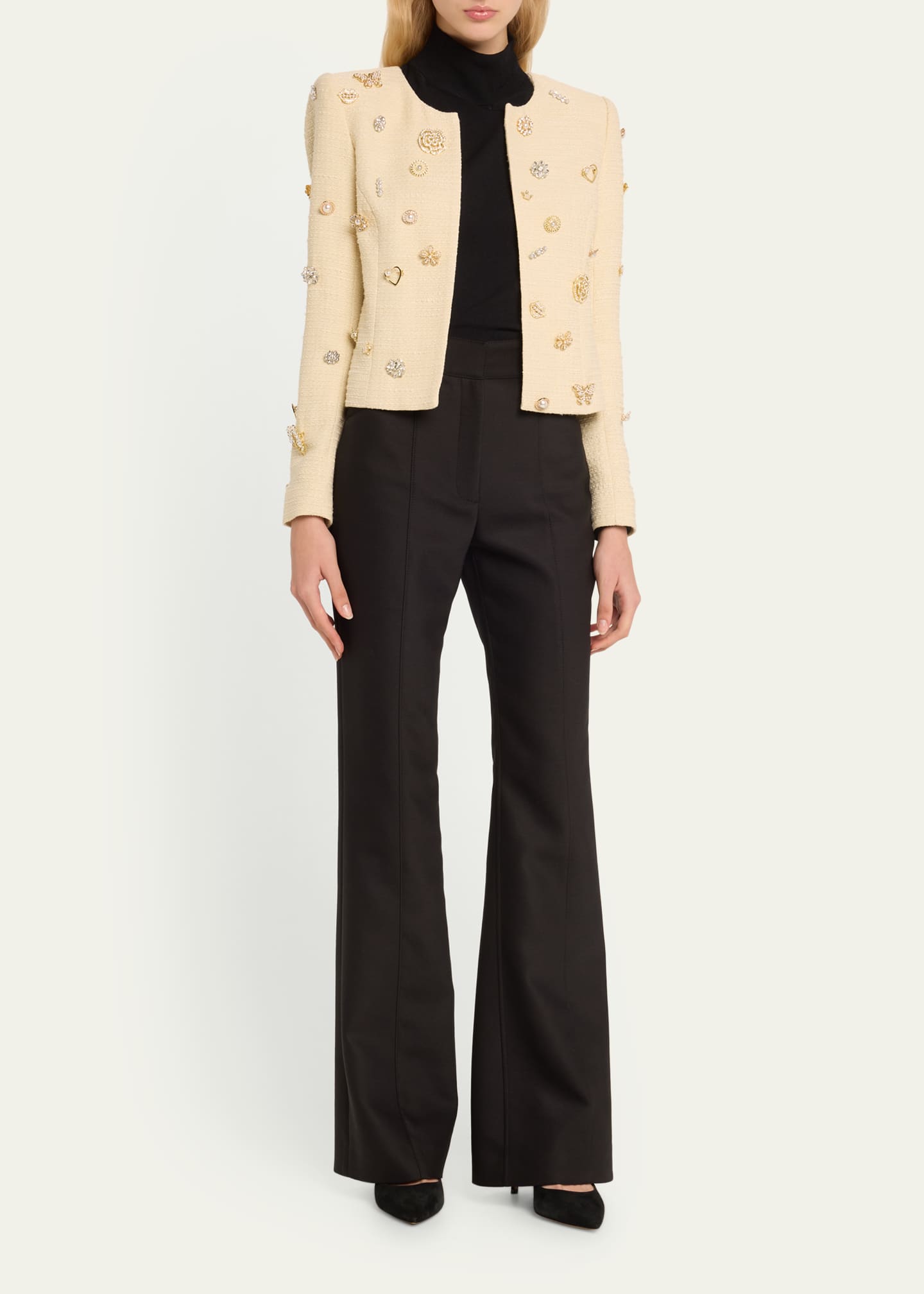 L'Agence Taylor Tweed Jacket with Broaches - Bergdorf Goodman