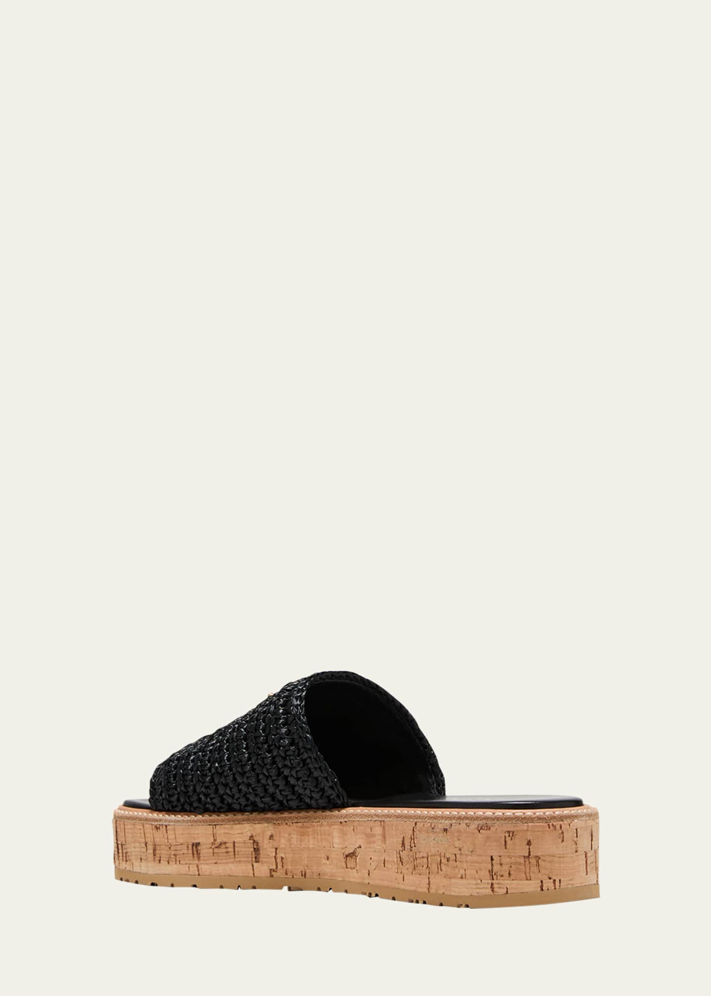 Prada Raffia Cork Flatform Slide Sandals Image 2 of 3